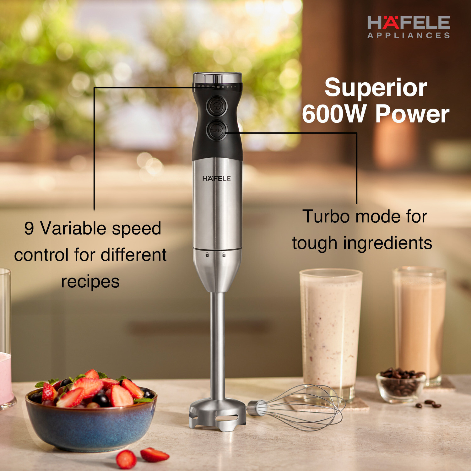 Image of Hafele 600 W Black Hand Blender