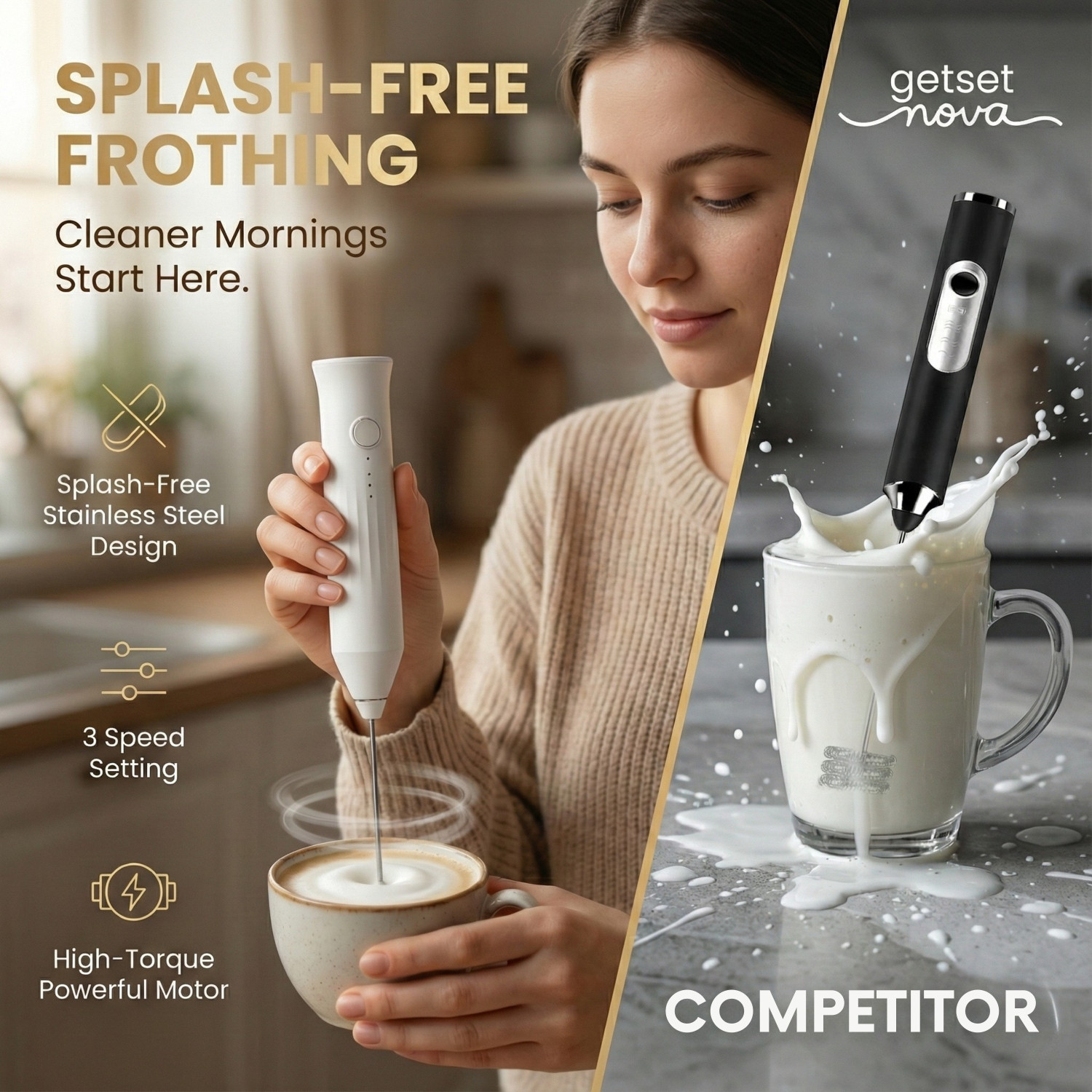 Image of GetSetNova 80 W Coffee Frother, Coffee Beater Electric Whisk, Hand Blender, Stand Mixer