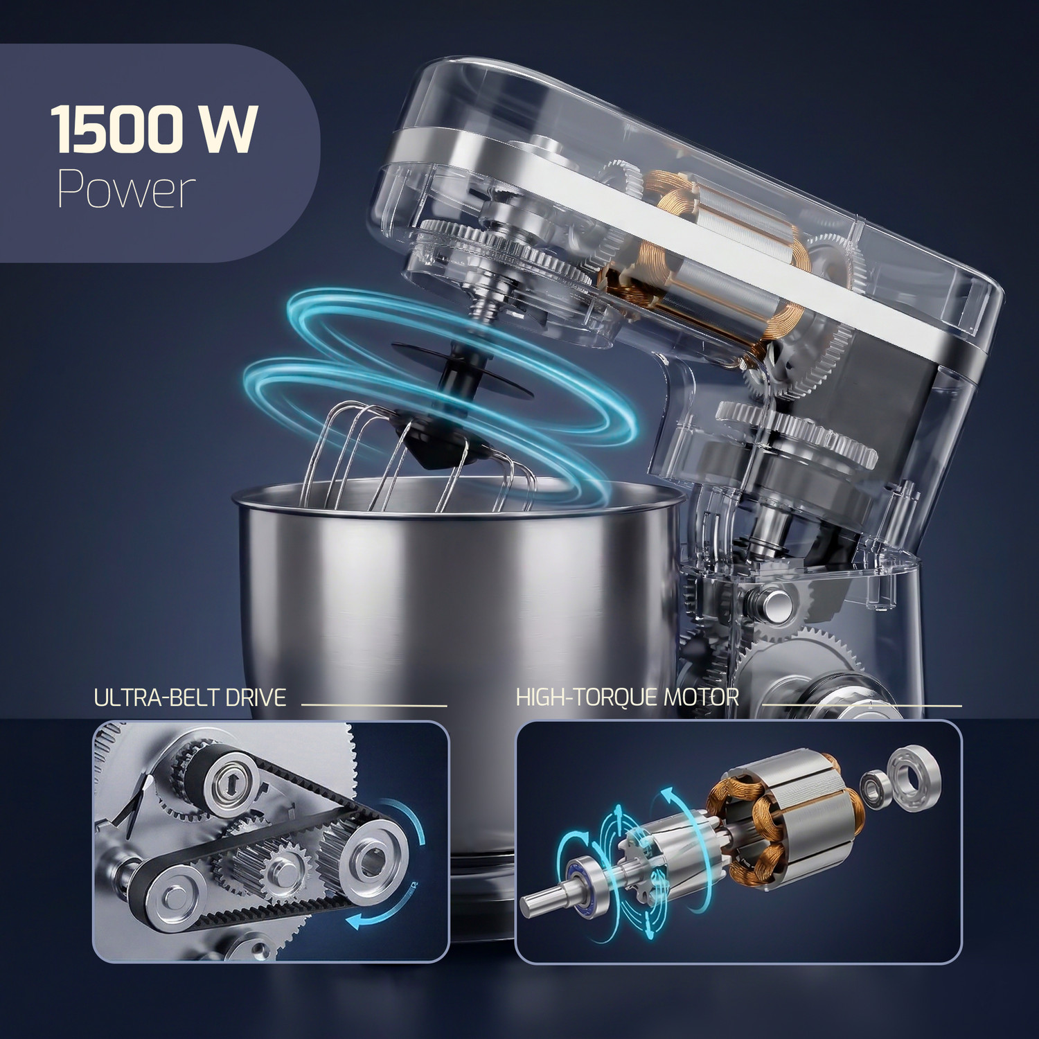 Image of iBELL 1500 W Black Stand Mixer