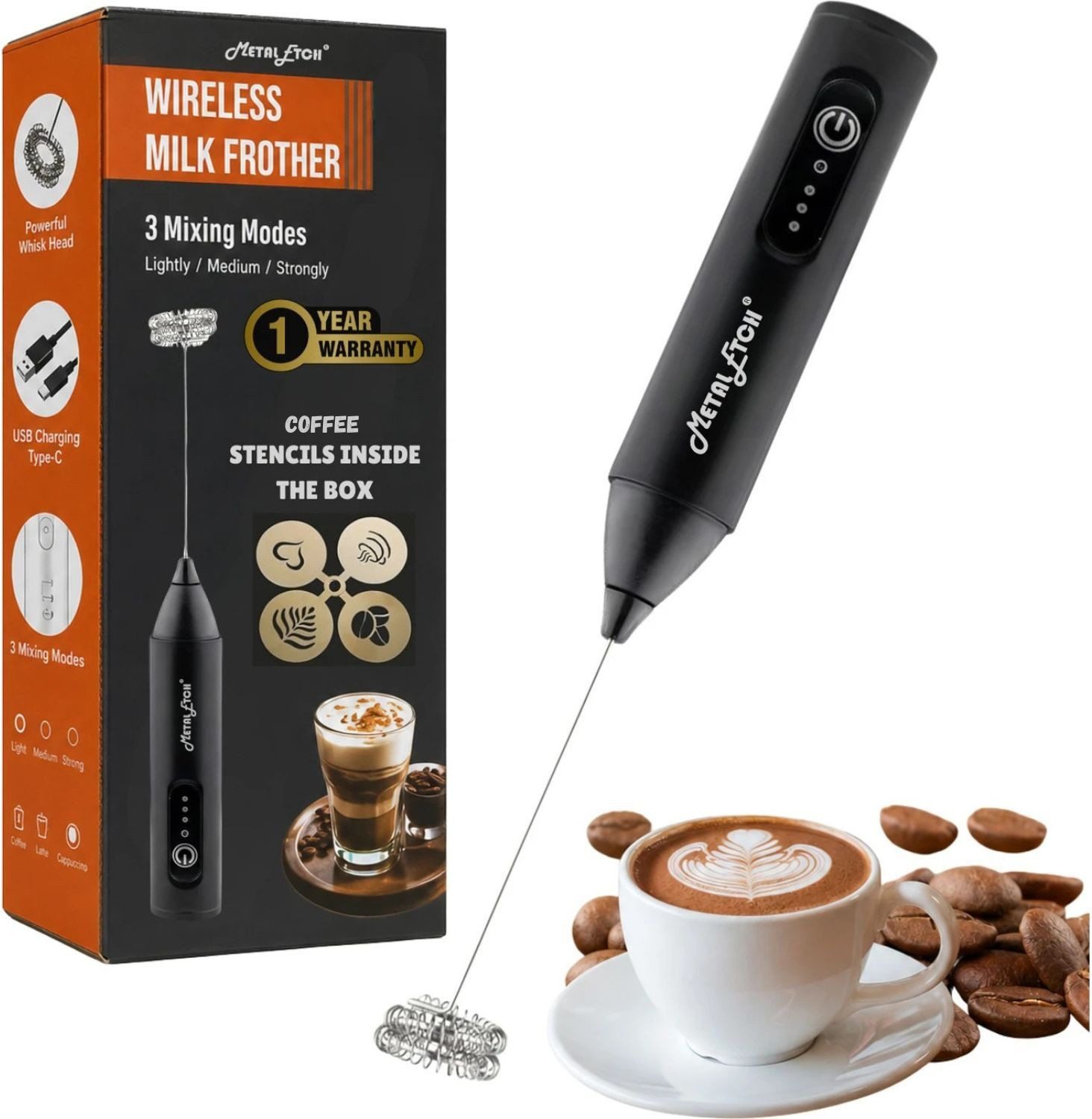 Image of Metal Etch 50 W Black Hand Blender, Electric Whisk, Stand Mixer