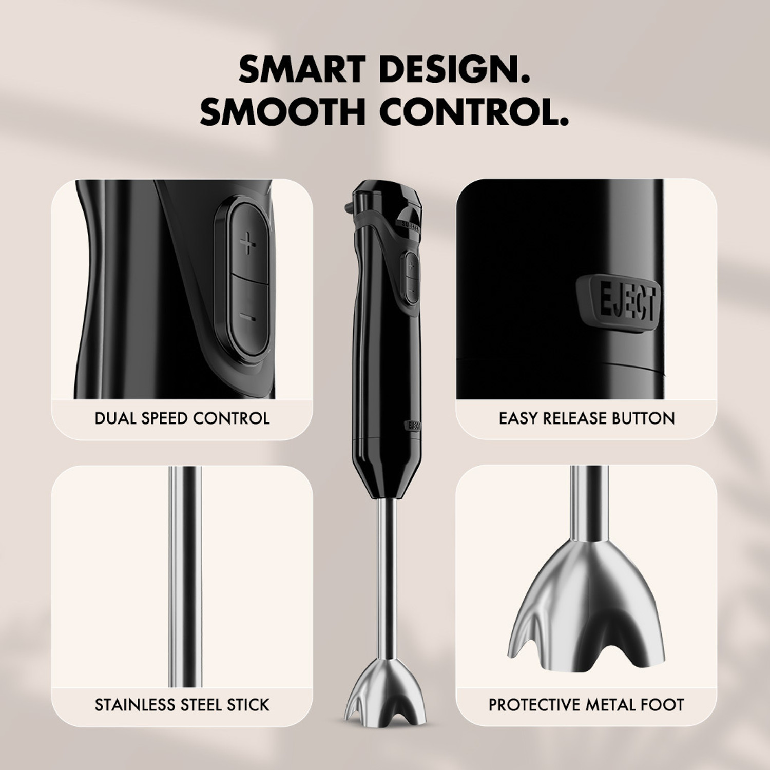 Image of SUJATA 600 W Black Hand Blender (Blendstick-Dual speed)
