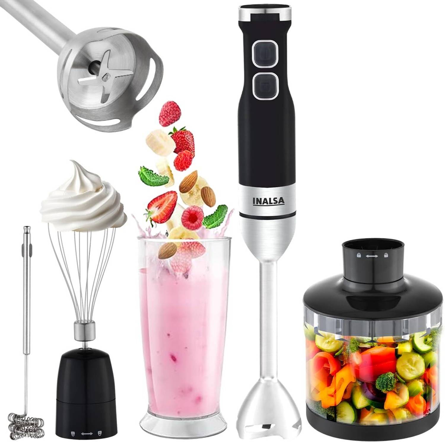 Inalsa 1350 W Black/Silver Hand Blender
