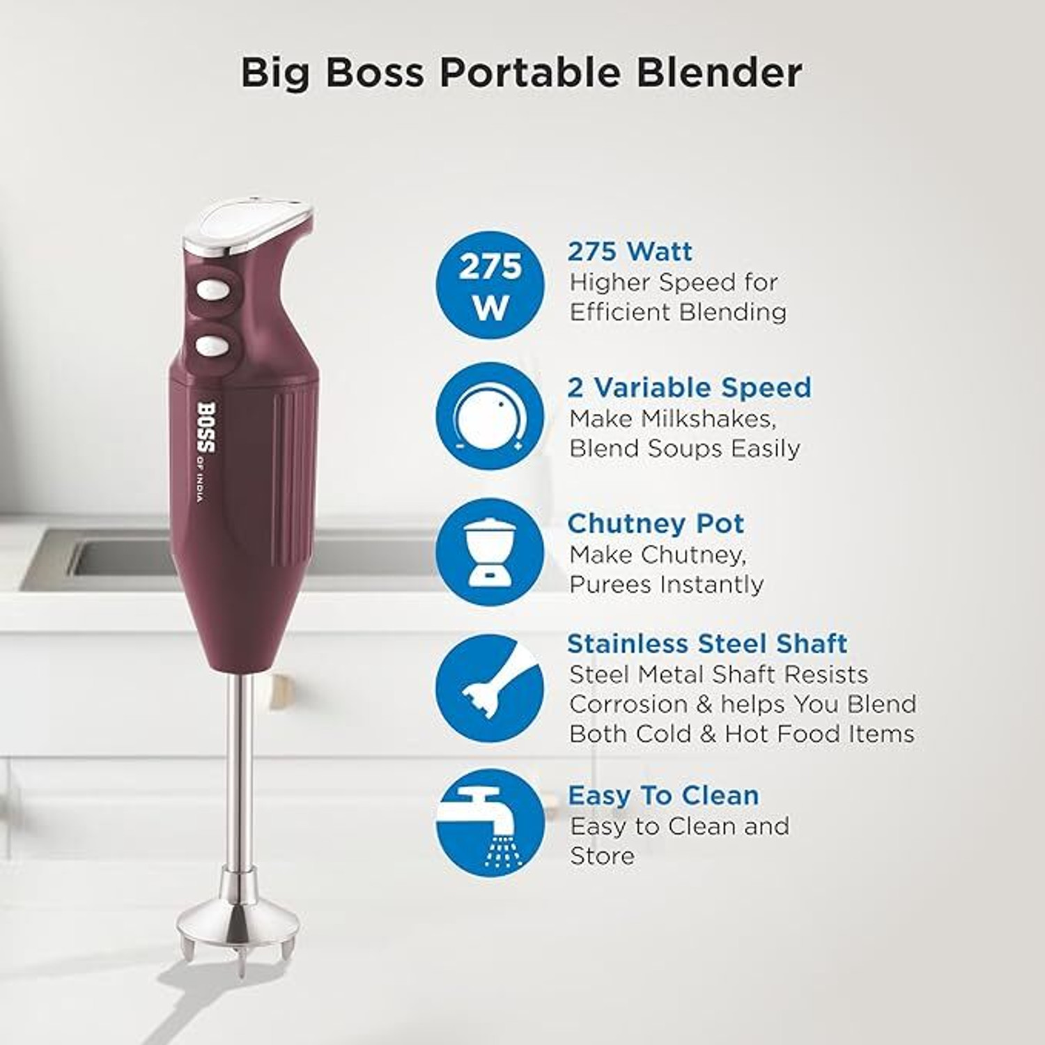 Image of BOSS 275 W white /brown Hand Blender