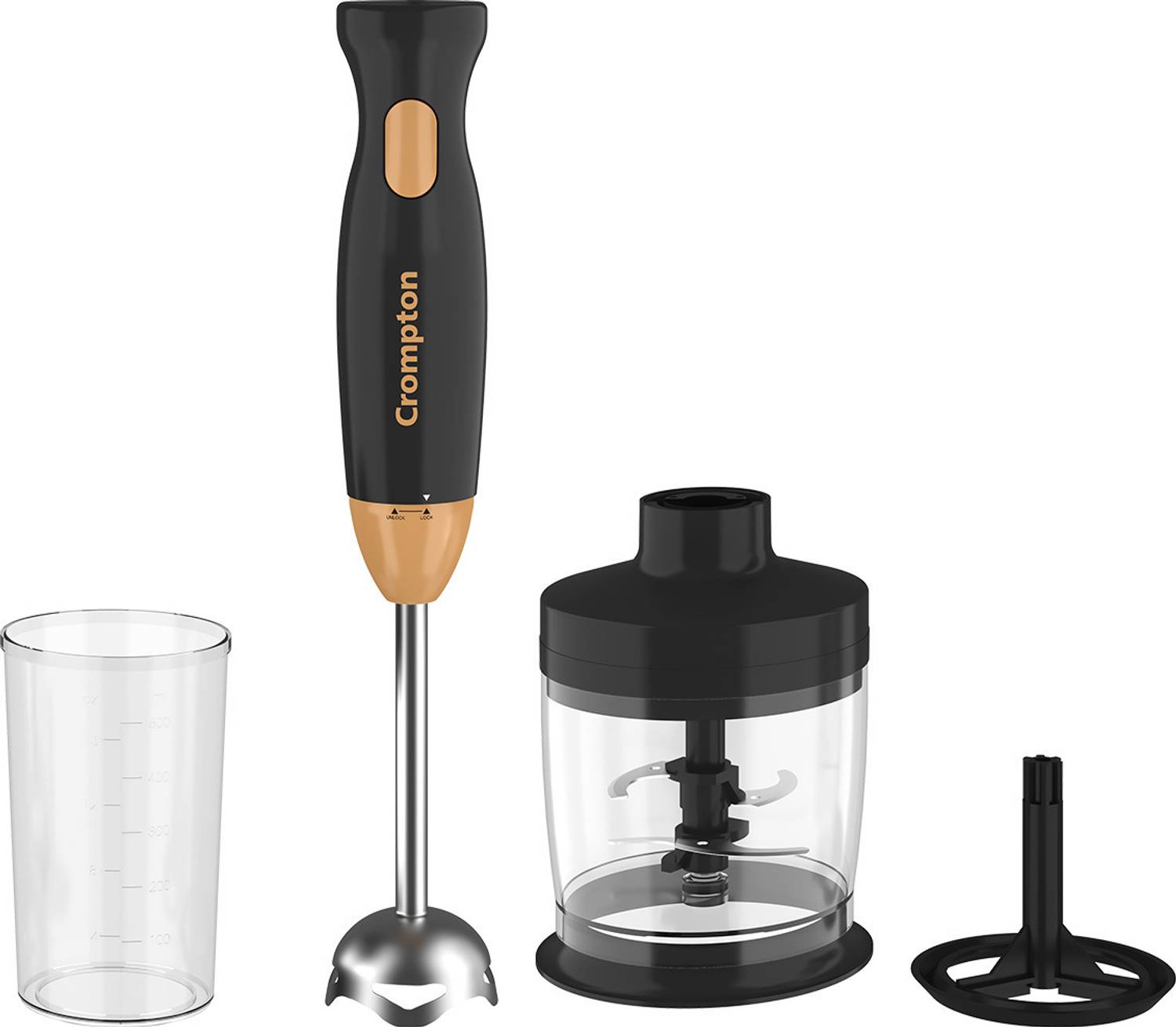 Crompton 300 W Black and golden Hand Blender (ACGHB-AMEO-TRIO)