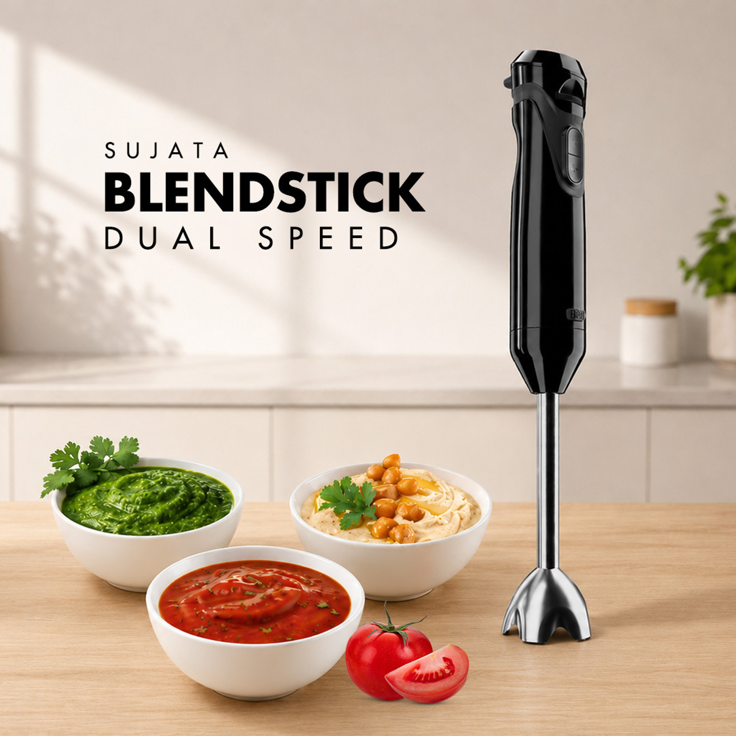 Image of SUJATA 600 W Black Hand Blender (Blendstick-Dual speed)