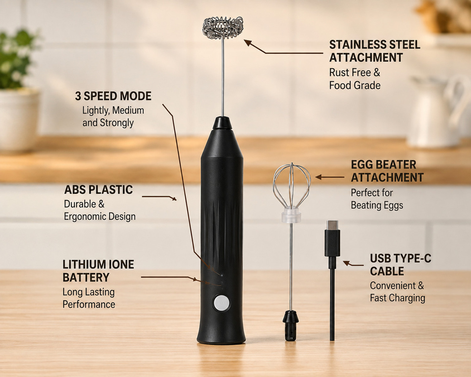 Image of GetSetNova 60 W Black Electric Whisk, Stand Mixer, Hand Blender