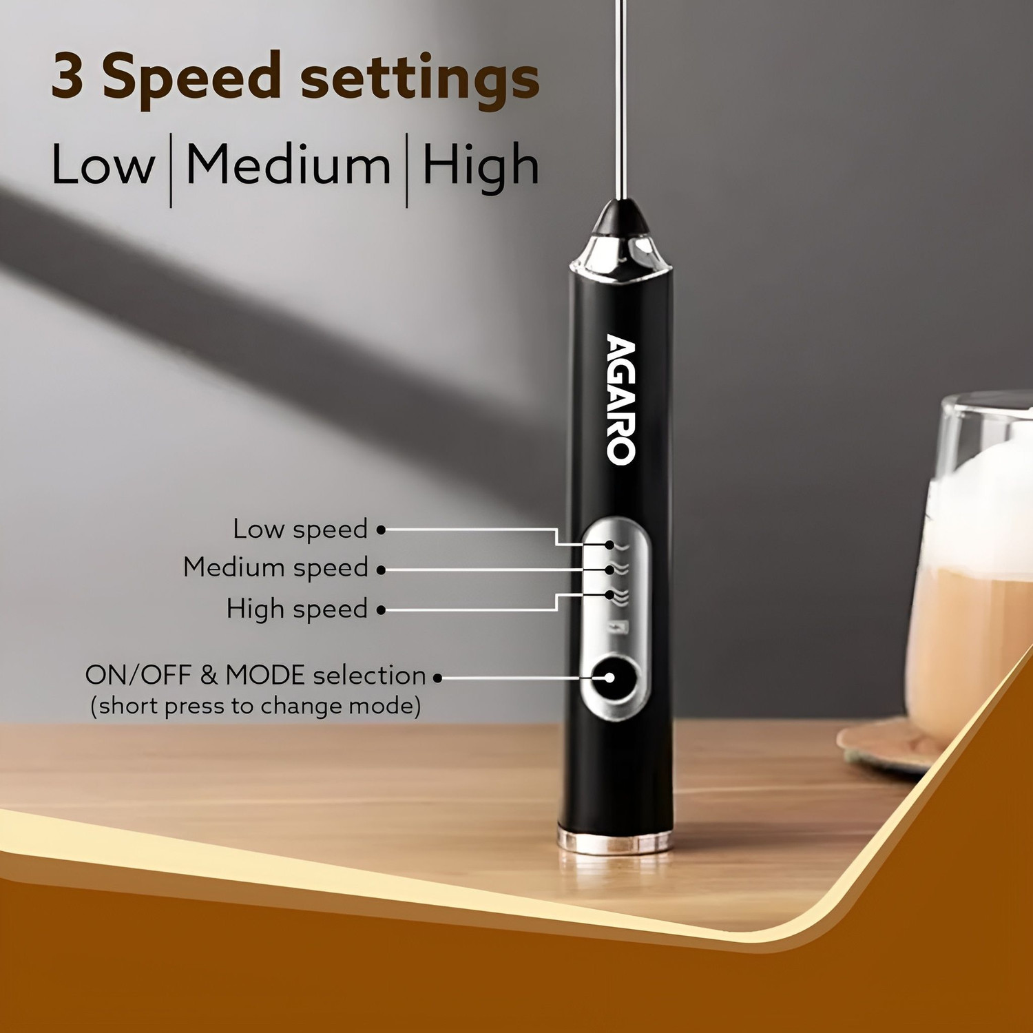 Image of AGARO 50 W Black Electric Whisk
