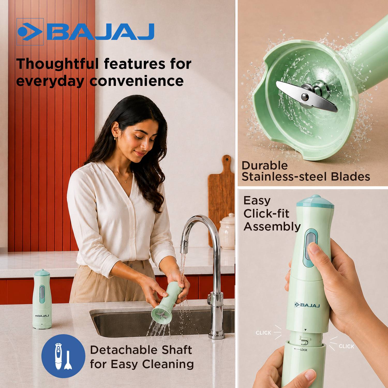 Bajaj 300W Green Hand Blender - Image 5