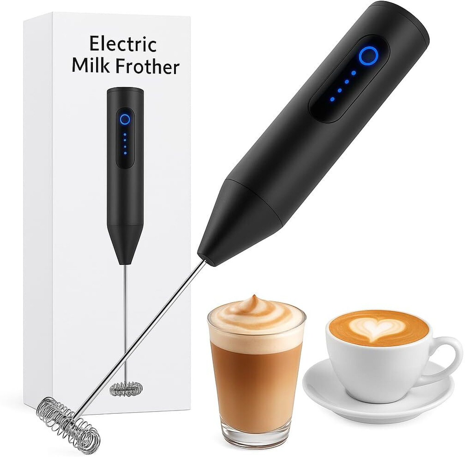 Image of TRIBRAM Electric rechargable coffee beater whisker, milk frother, egg beater Plastic Spiral Whisk