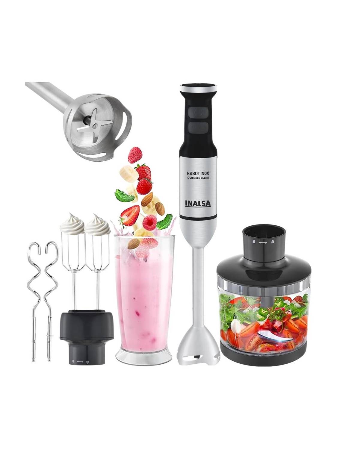 Inalsa 1700 W Black/Silver Hand Blender - Image 1