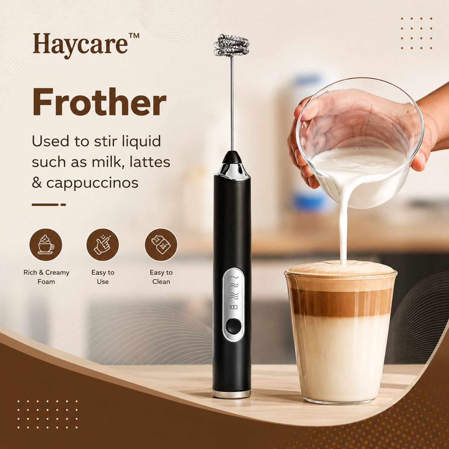 Image of Haycare 50 W Black Hand Blender, Electric Whisk, Stand Mixer