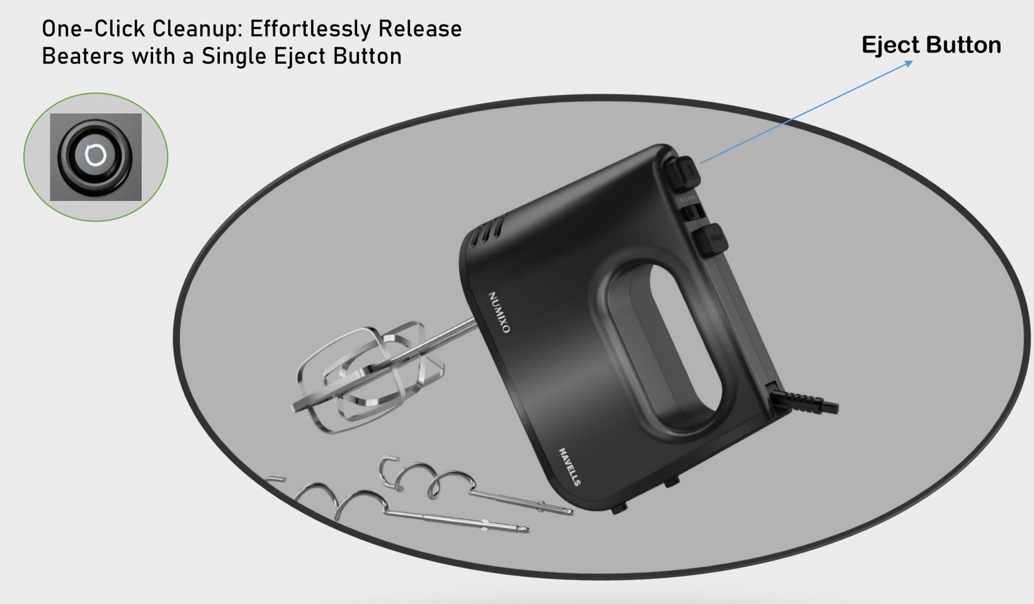 Image of HAVELLS 300 W Black Electric Whisk