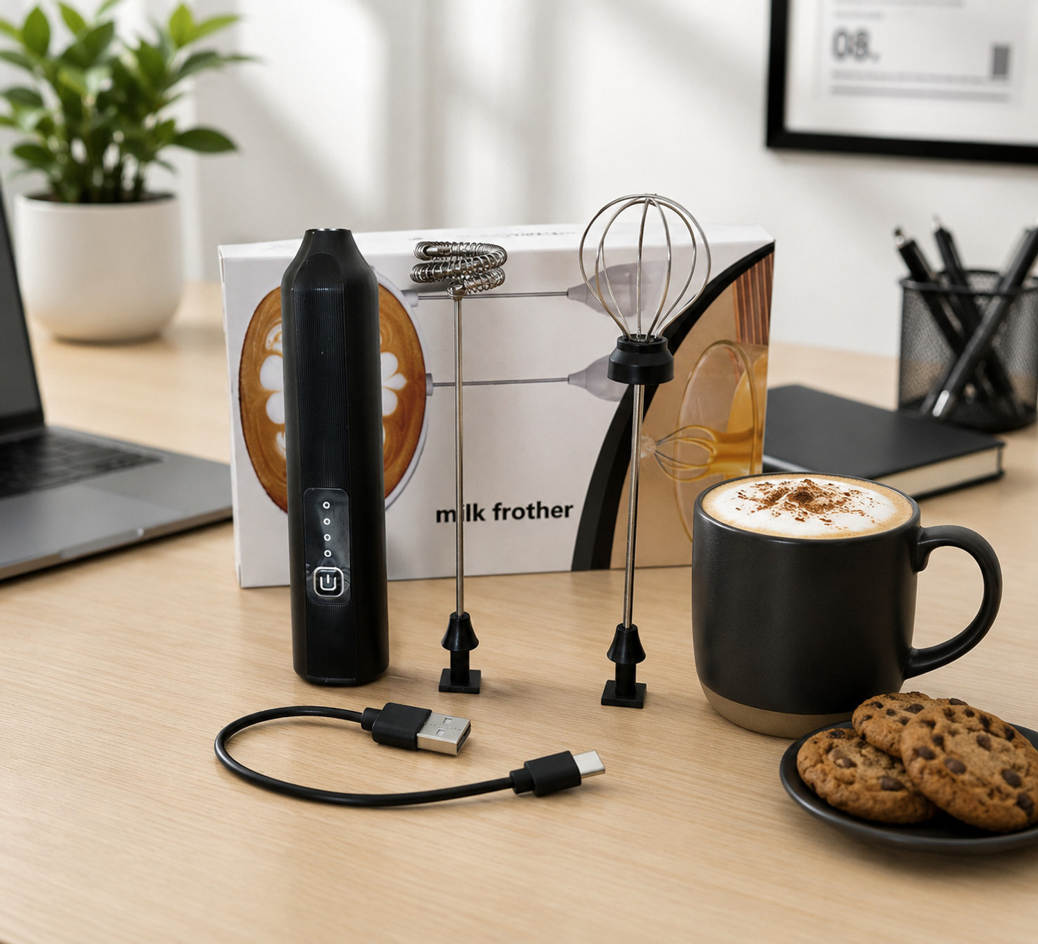 Image of Straw&Weave 60 W Black Electric Whisk, Hand Blender