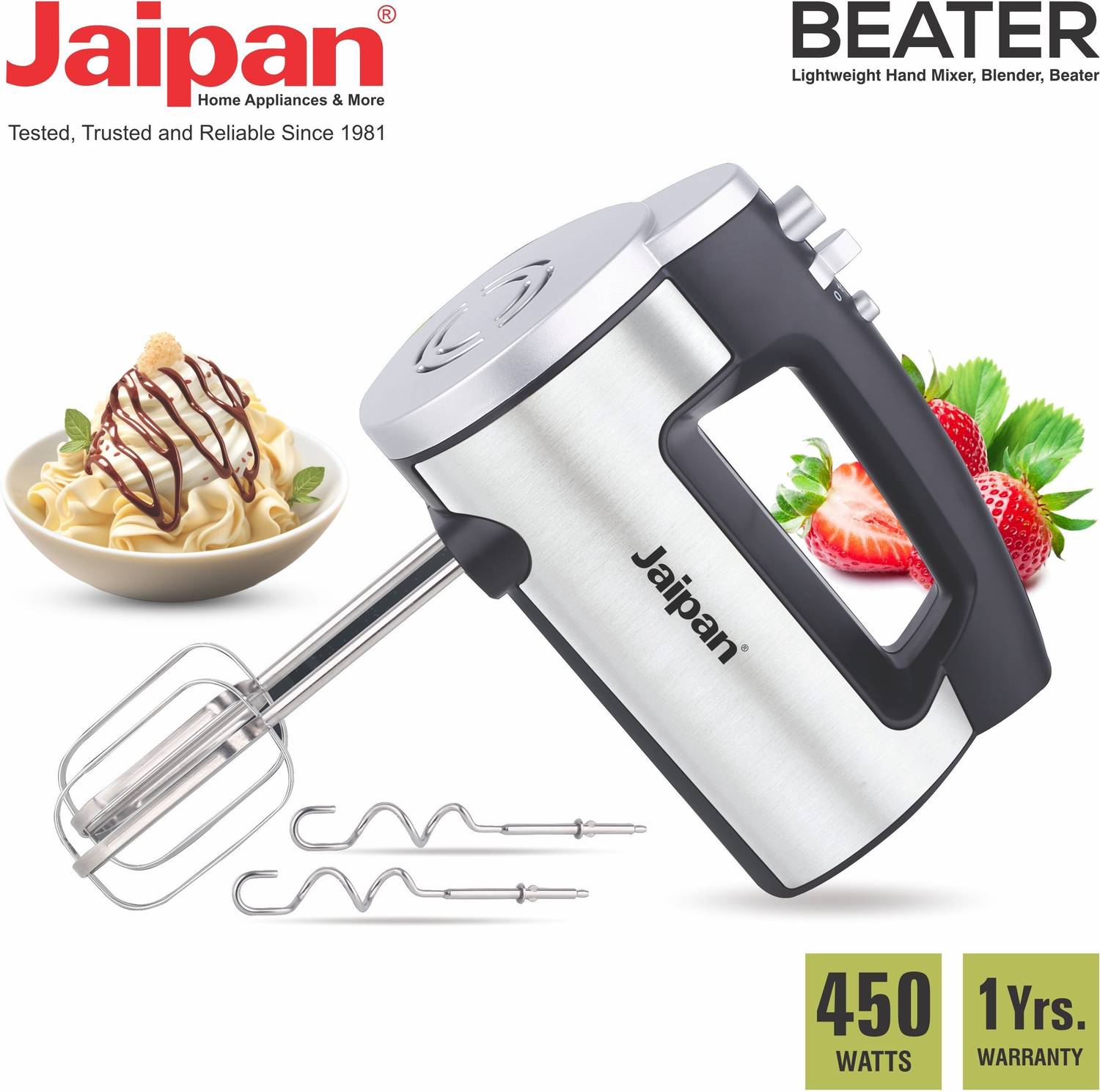 Jaipan 450 W Silver & Black Hand Blender Price in India - Buy