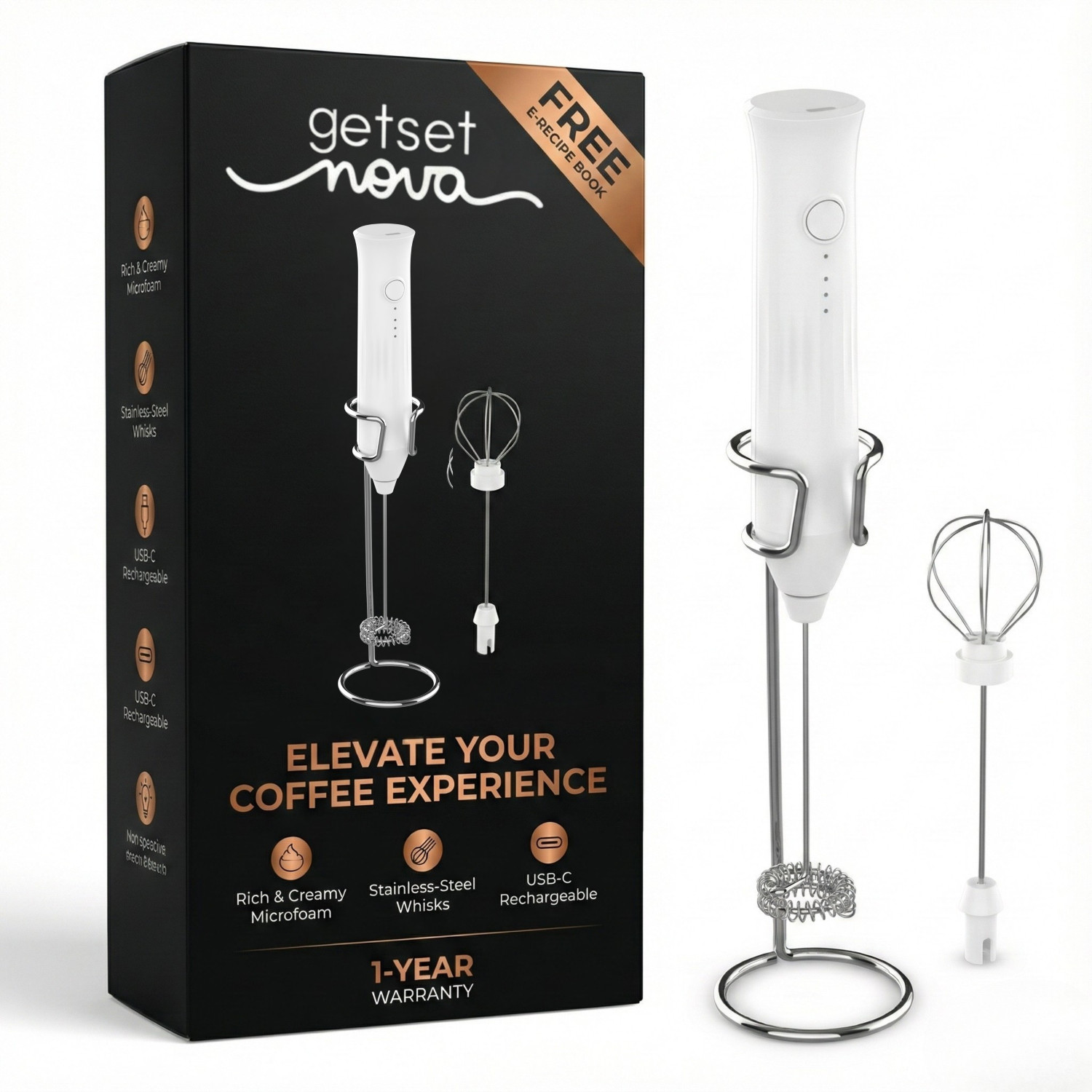 Image of GetSetNova 80 W Coffee Frother, Coffee Beater Electric Whisk, Hand Blender, Stand Mixer