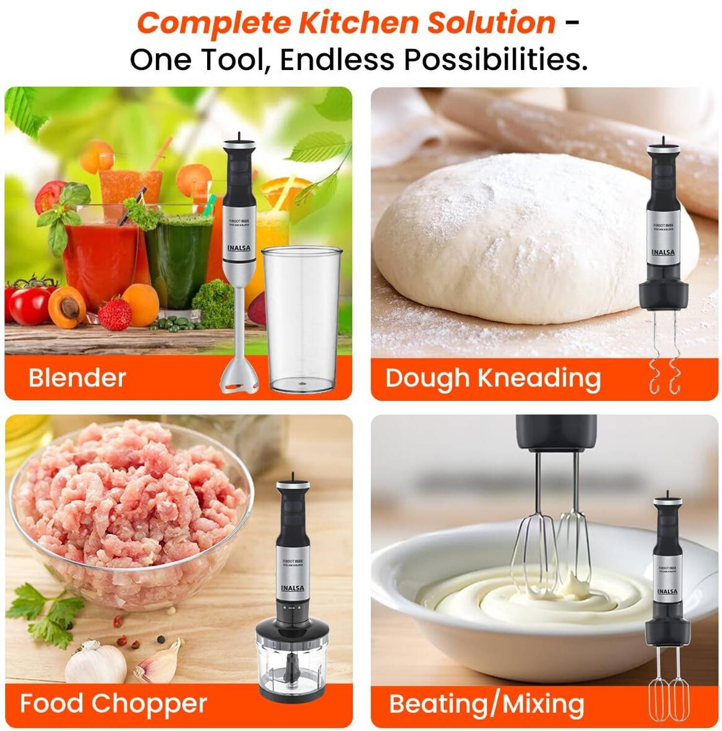 Inalsa 1700 W Black/Silver Hand Blender - Image 4