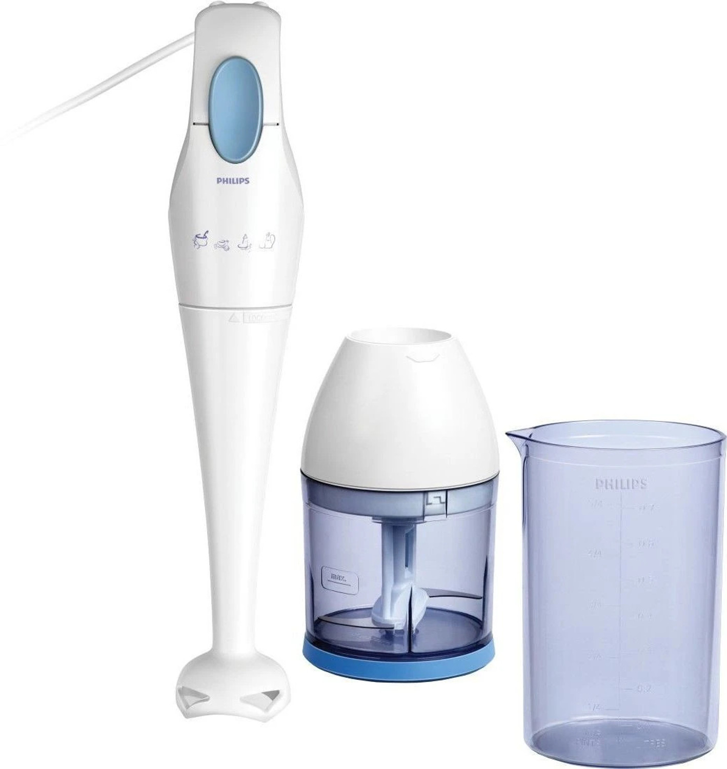 Image of PHILIPS 250 W White, Blue Chopper, Hand Blender (HR1351 /C)