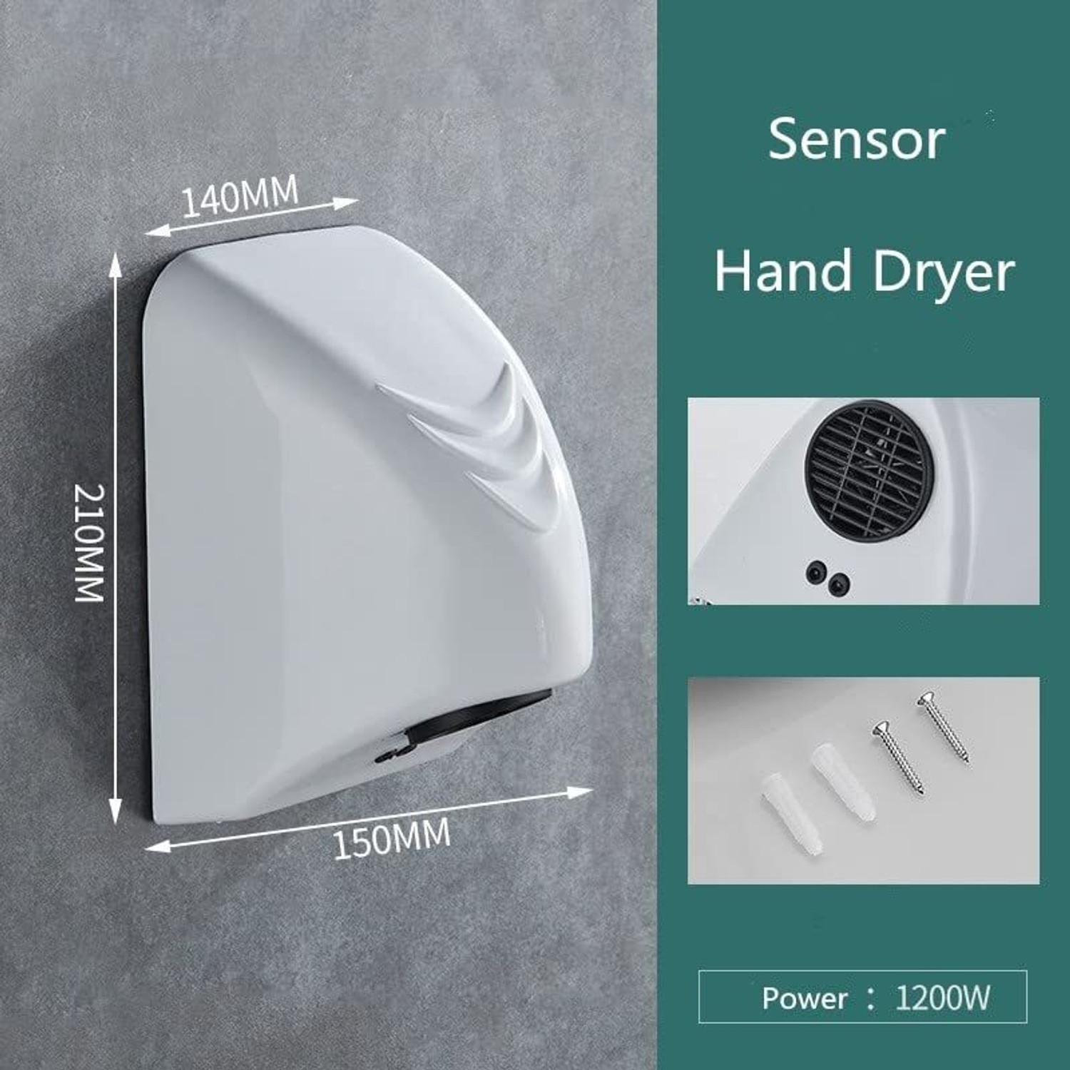 Image of SARCOFT Automatic Hand Dryer High Speed Touch Less Sensor for Home, Hotel Commercial Use Hand Dryer Machine