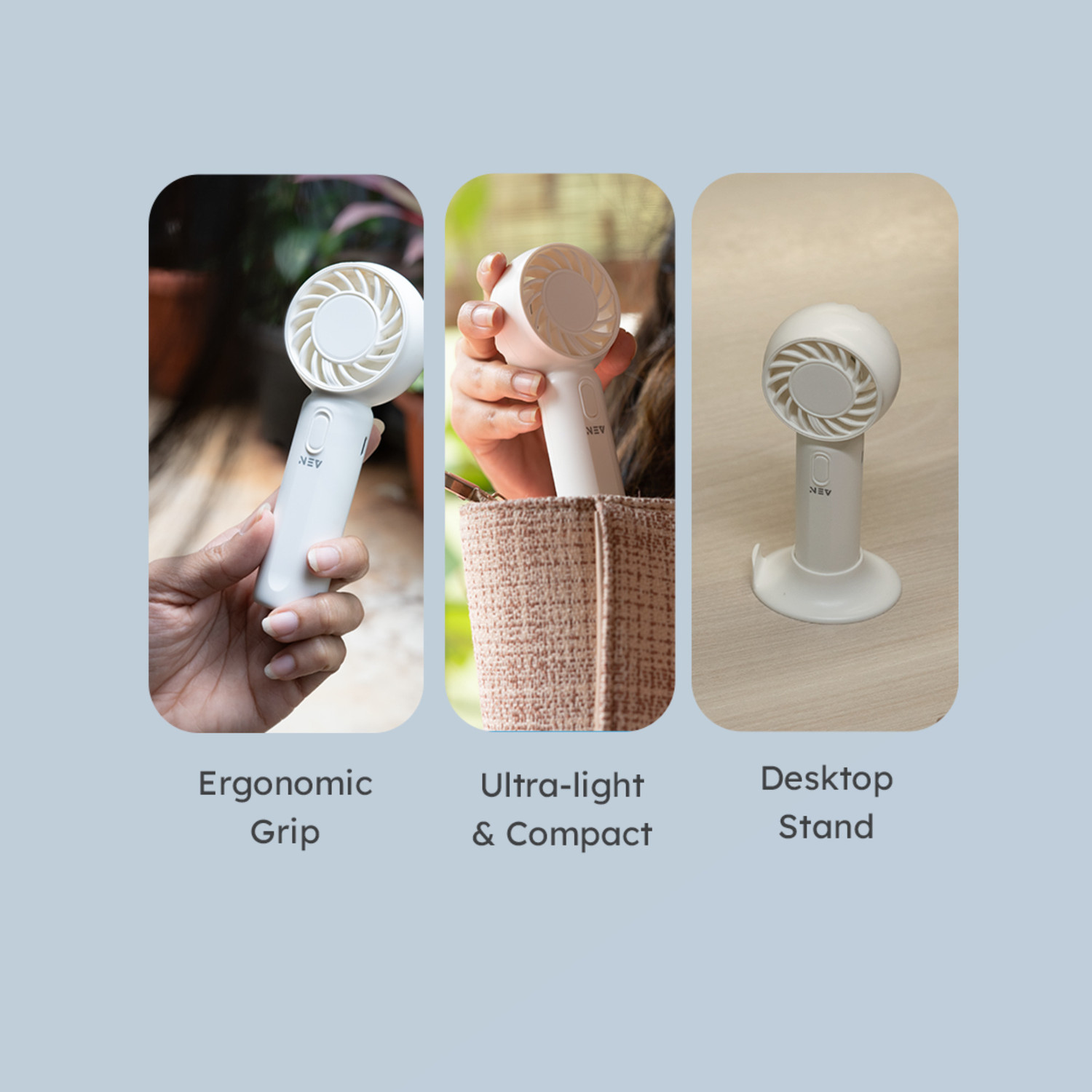 Image of Nev Solid White Hand Fan