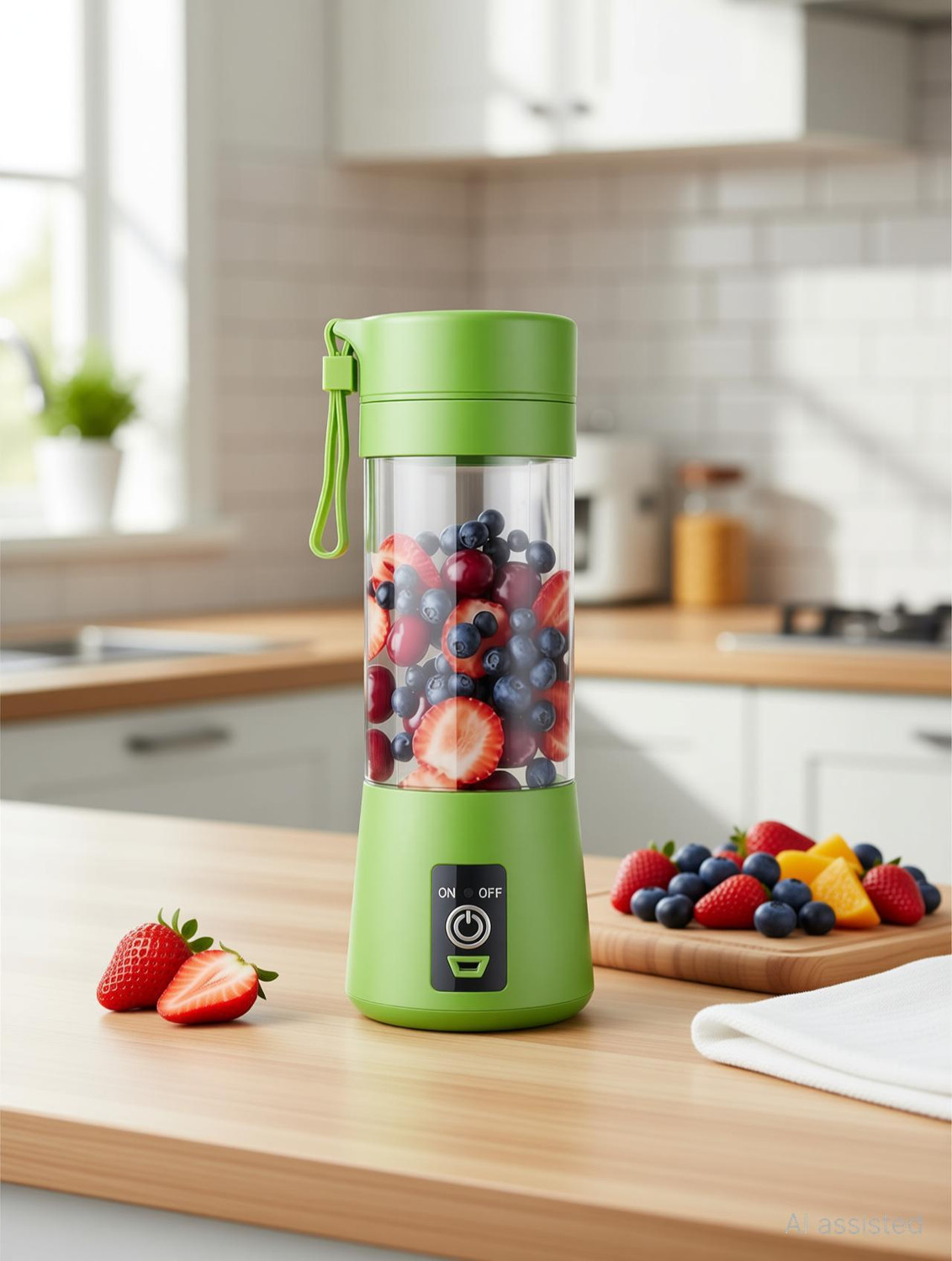 Image of Homzeyhub Plastic, Steel USB Electric Blender Juicercup Rechargeable 6 blade Plastic Fruit Juicer Grinder Hand Juicer