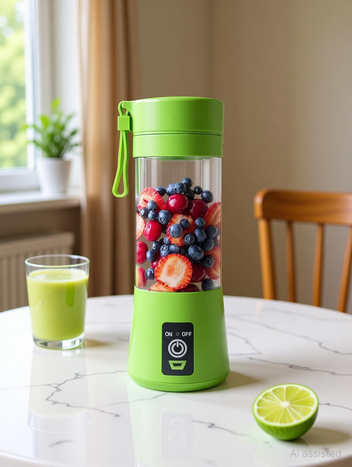 Image of Homzeyhub Plastic, Steel USB Electric Blender Juicercup Rechargeable 6 blade Plastic Fruit Juicer Grinder Hand Juicer
