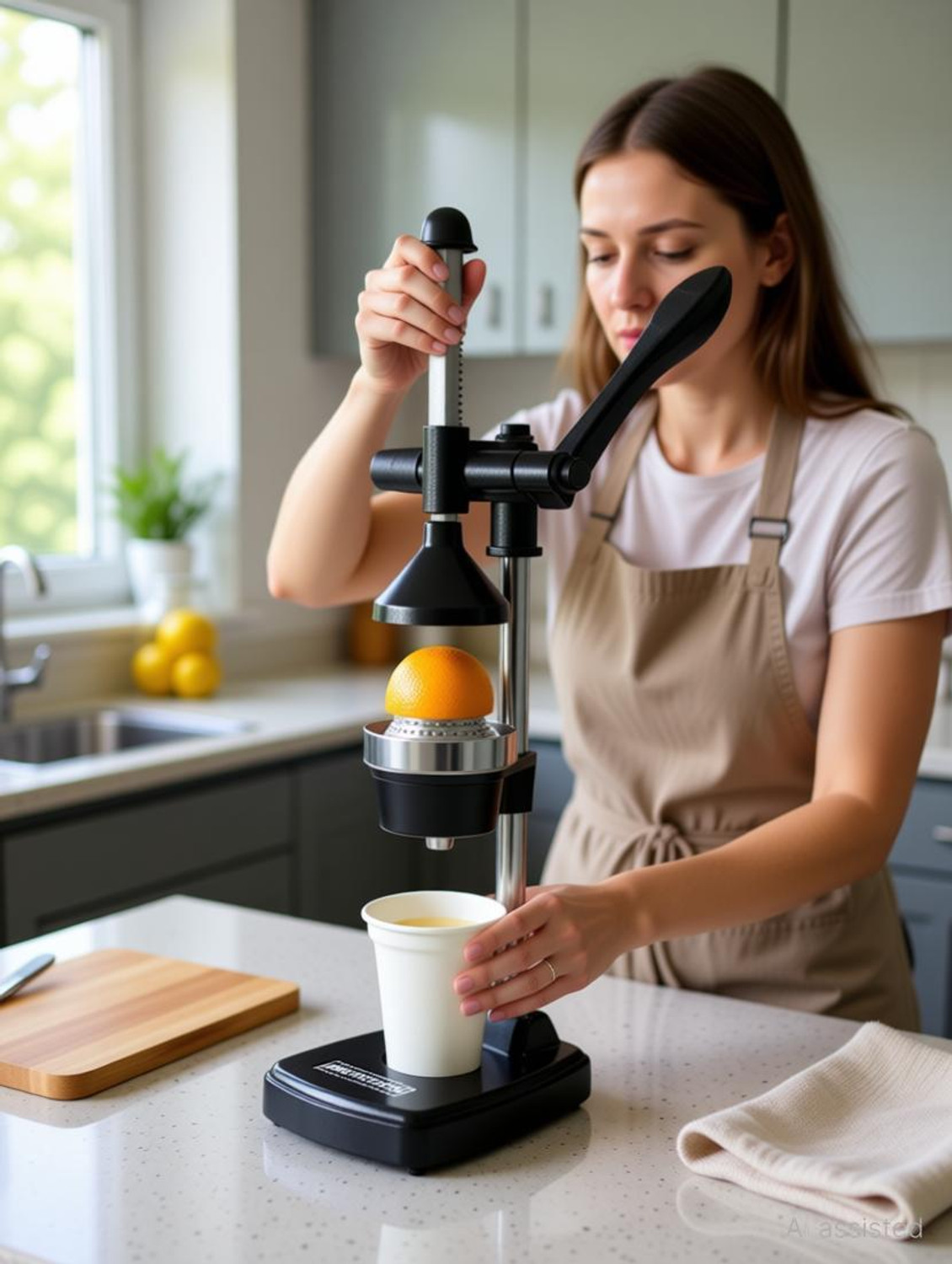 Image of hkutotech Aluminium Manual Fruit Juicer Hand Press Citrus Hand Juicer