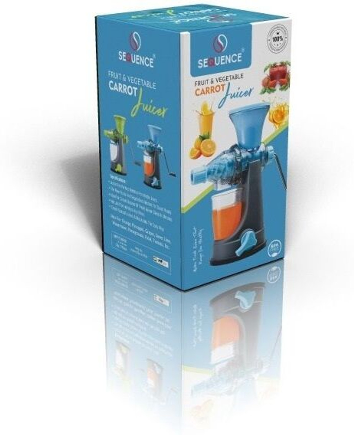 Image of SEQUENCE Plastic Plastic Fruit Juicer Juice Making Machine with Steel Handle, Green Hand Juicer Hand Juicer