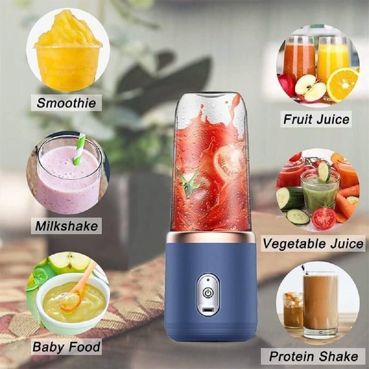 Image of Luranoal Plastic Electric Portable Juicer Mixer Grinder Mini Smoothie Maker Jar,4 Blades,3 Gears Hand Juicer
