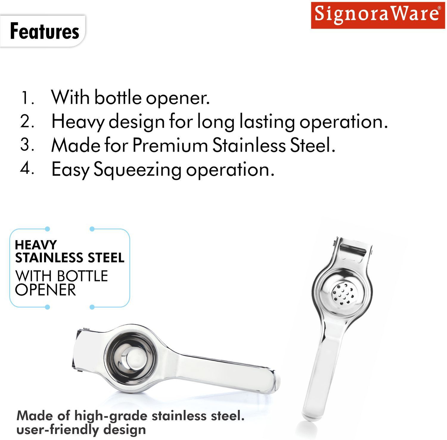 Image of Signoraware Steel Stainless Steel Lemon Squeezer Hand Juicer