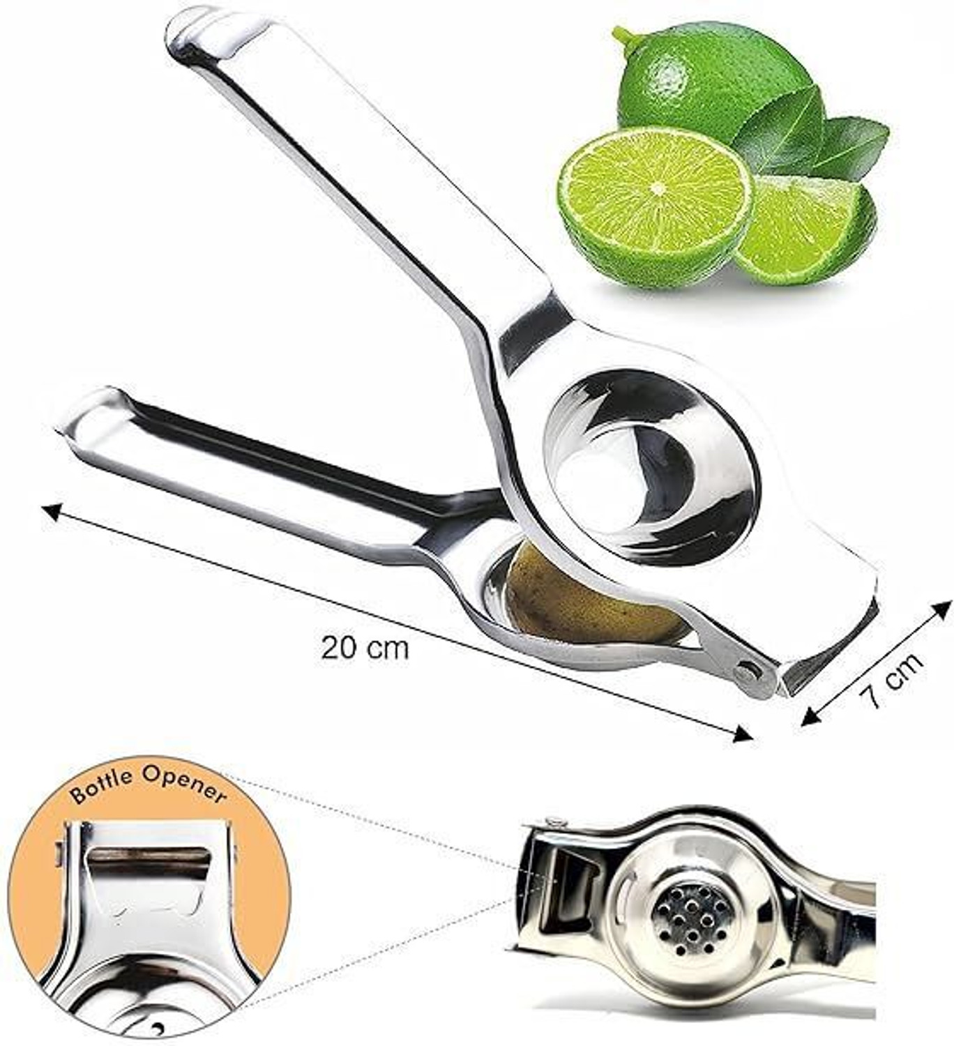 Image of Radestro Steel Lemon Squeezer Steel,Lemon Juice Extractor- Model for New Generation Hand Juicer (Silver)