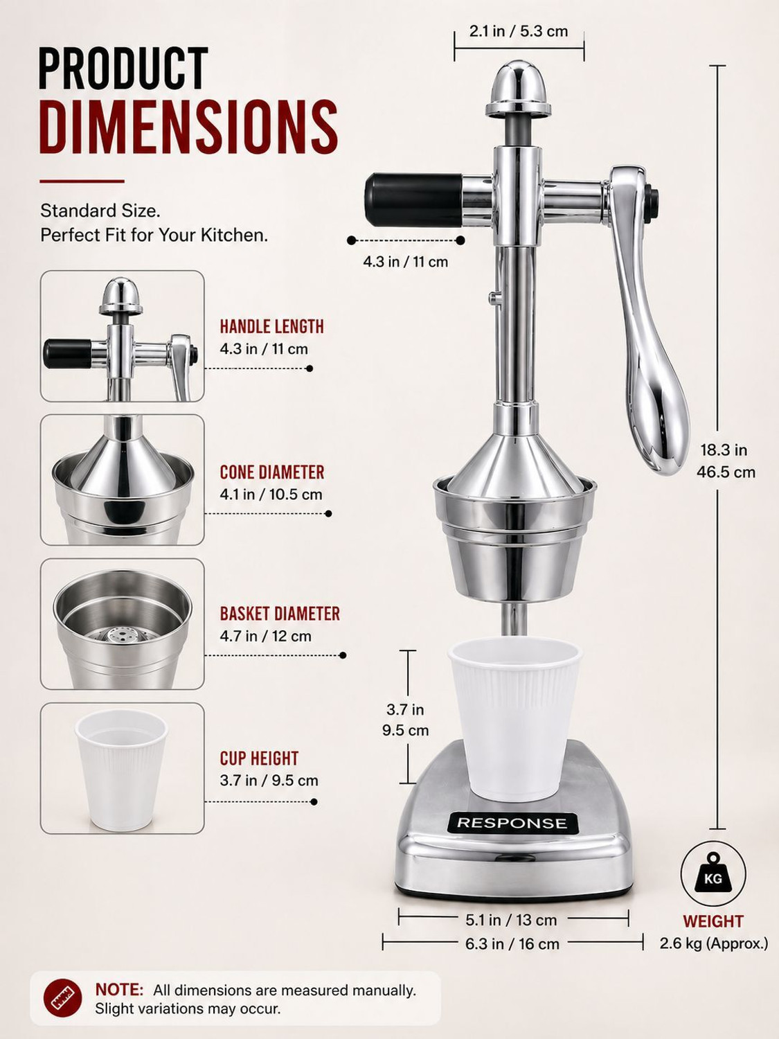 Image of Arova Aluminium Heavy Duty Manual Hand Press Juicer for Lemon Orange Citrus Fruit Juice Hand Juicer