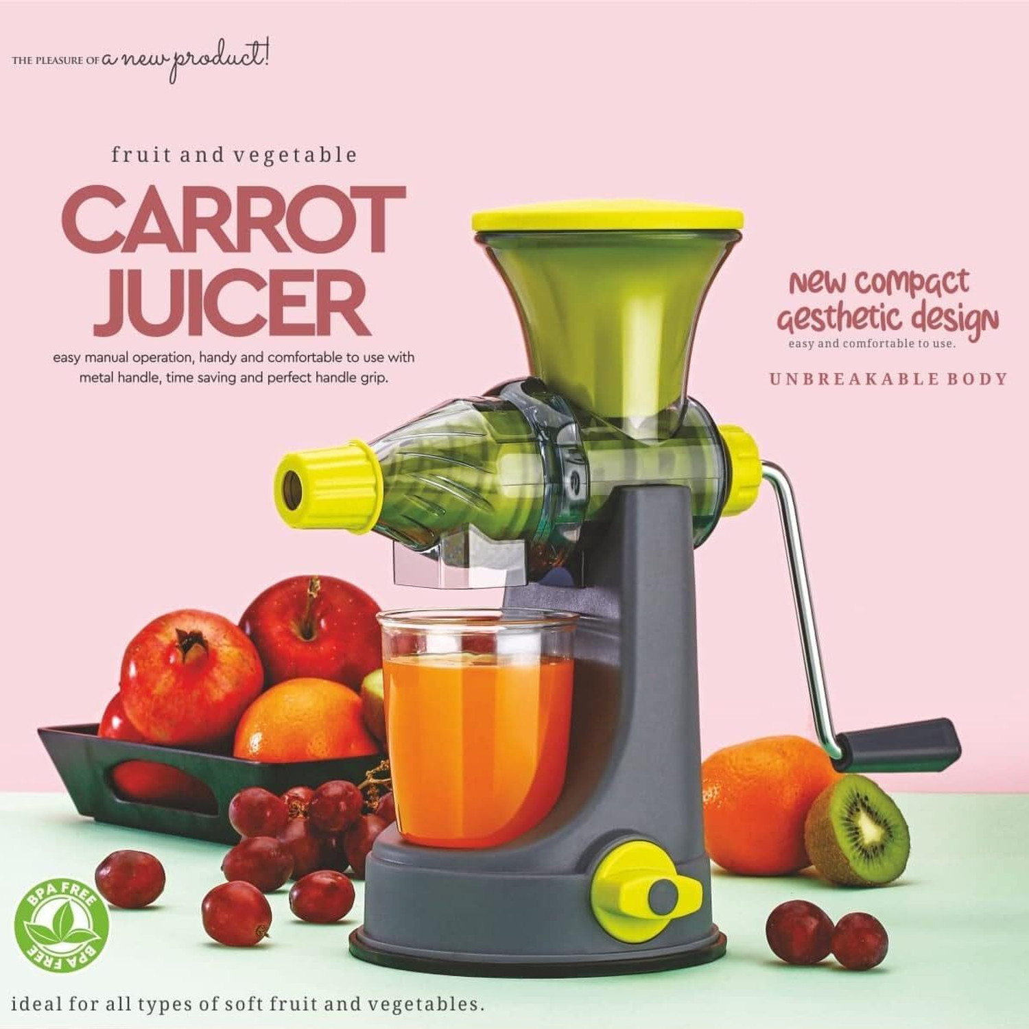 Image of FlatKitch Plastic Manual Fruit Juicer Machine Hand Juicer