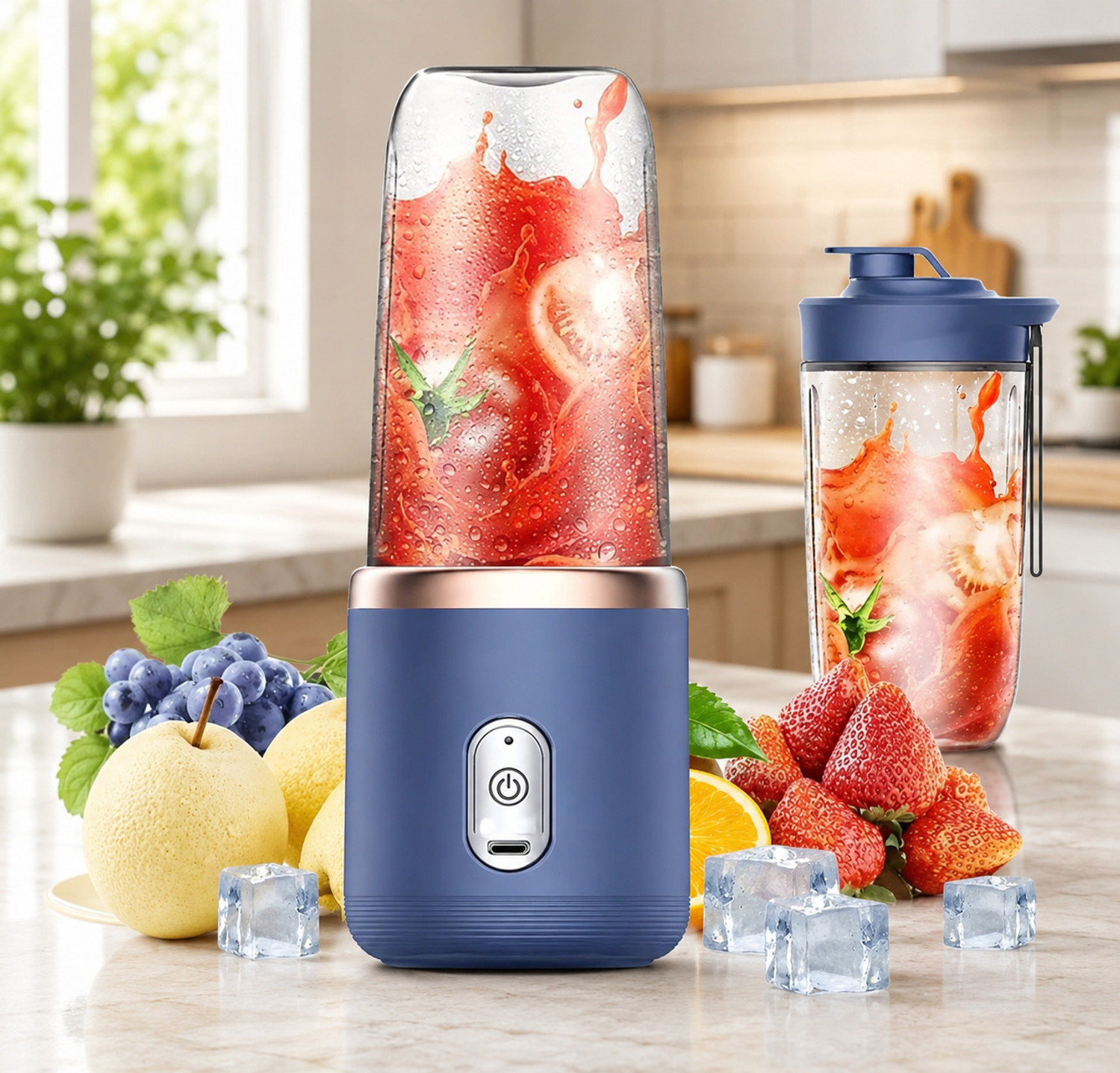 Image of Hemovia Plastic Plastic Portable Electric USB Juice Maker Juicer Bottle Blender Hand Juicer Hand Juicer