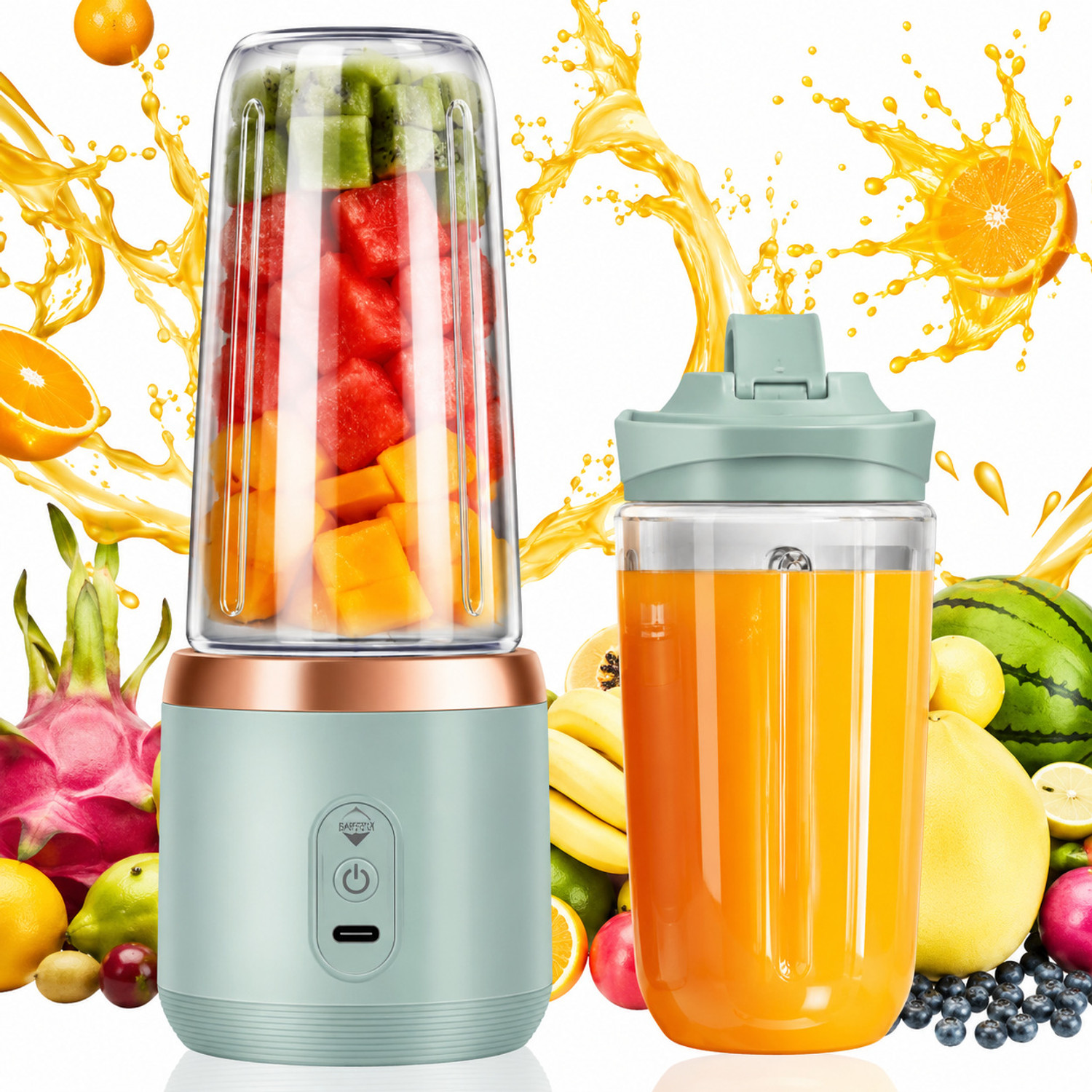 Image of Tazomi Portable USB Rechargeable Juicer Blender Mini Smoothie Maker Bottle 105 W Juicer