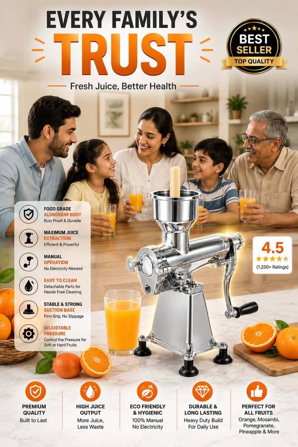 parashar enterprises Aluminium Hand Juicer - Image 5