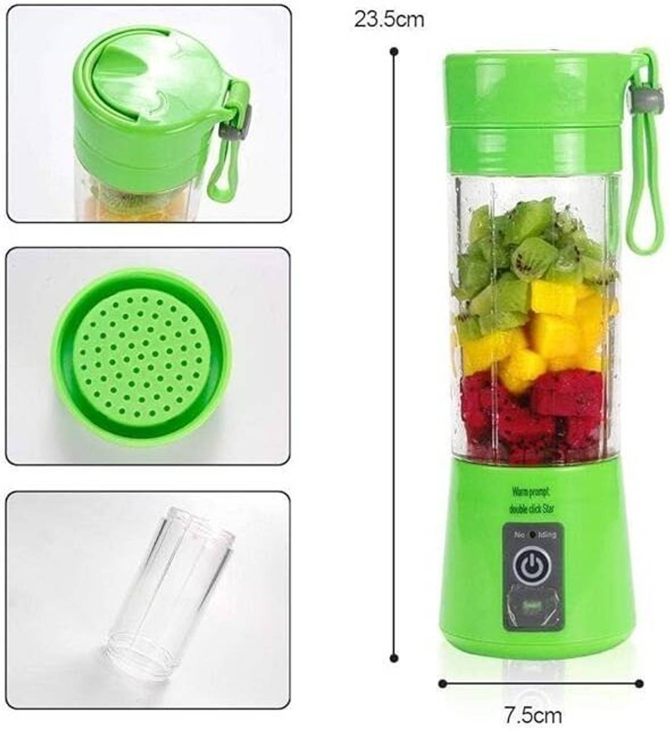 FOCUSSTER Plastic Portable 6-Blade Juicer Blender , USB Rechargeable Juicer Grinder Hand Juicer - Image 4