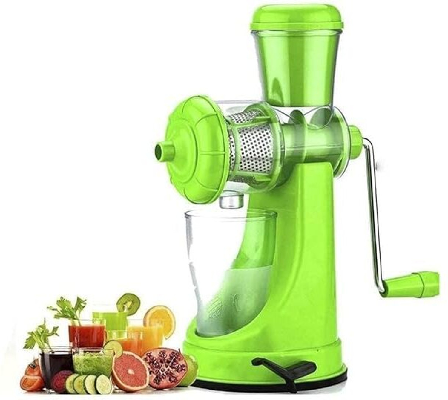Image of Zubix Steel Plastic Fruit Juicer Juice Making Machine with Steel Handle, Green Hand Juicer
