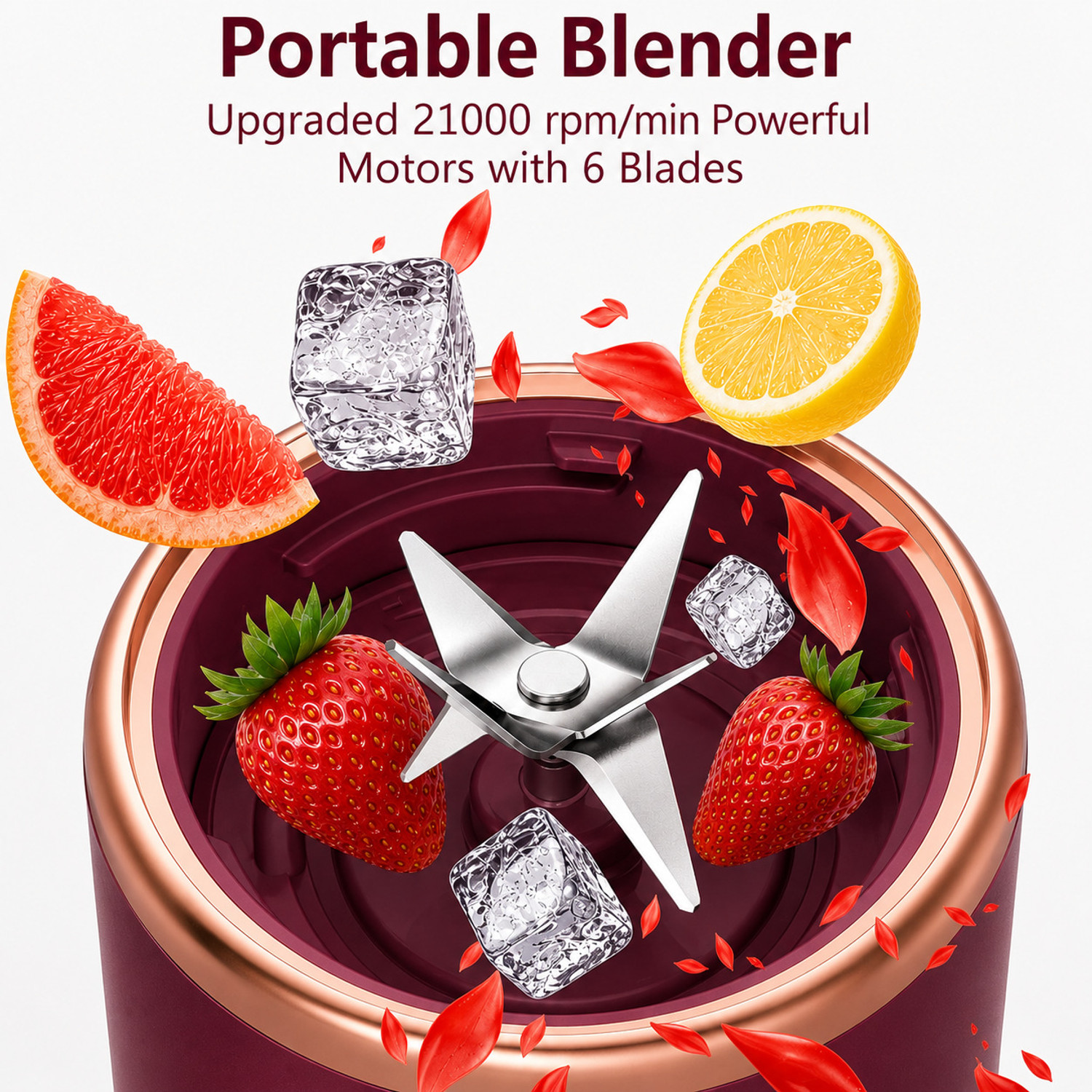 Image of Luranol Plastic Electric Portable Juicer Mixer Grinder Mini Smoothie Maker Jar,4 Blades,3 Gears Hand Juicer