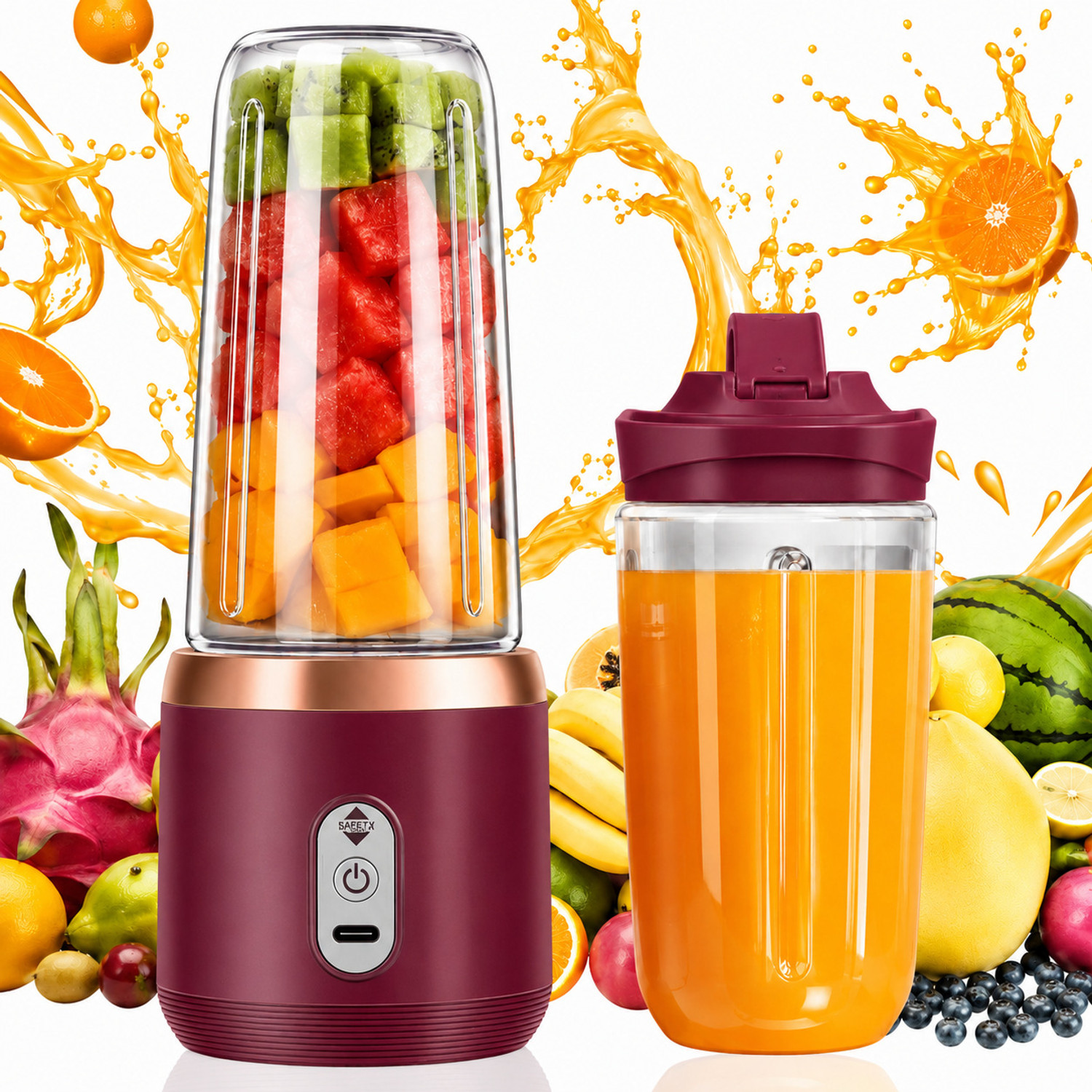 Image of Tazomi Portable USB Rechargeable Juicer Blender Mini Smoothie Maker Bottle 180 W Juicer