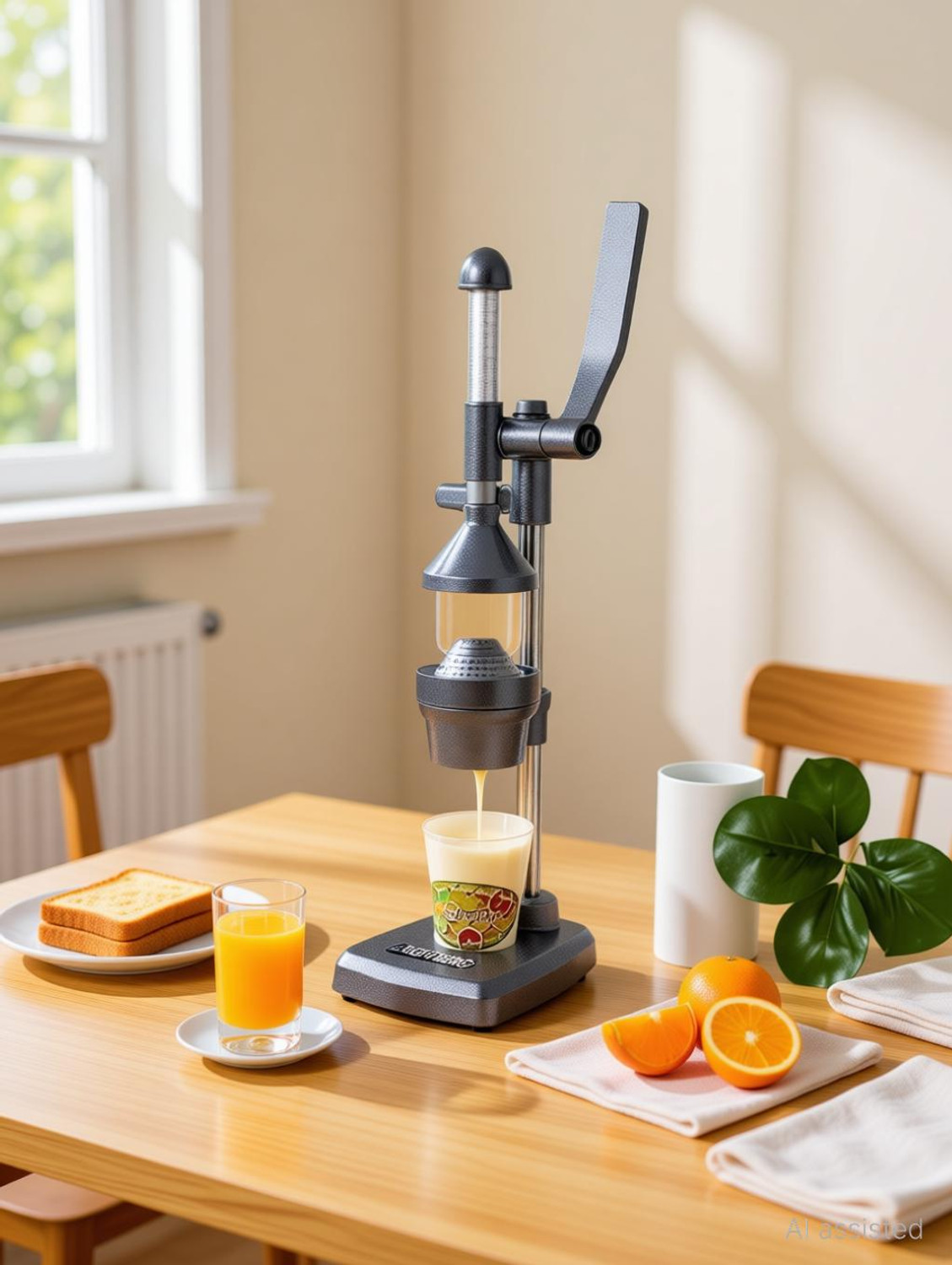 Image of BRIGHTBERG Aluminium Hand Pressure Juicer /Fruits Juicer /Vegetable Juicer /Manual Hand Juicer | Himalayan Aluminum Hand Press Citrus Juicer with hand grip, All Metal body Big, Silver, powder coated Hand Juicer