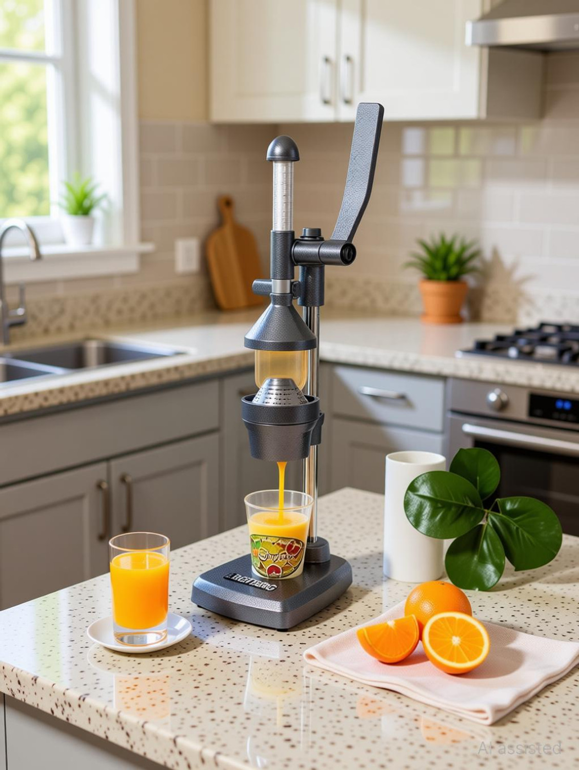 Image of BRIGHTBERG Aluminium Hand Pressure Juicer /Fruits Juicer /Vegetable Juicer /Manual Hand Juicer | Himalayan Aluminum Hand Press Citrus Juicer with hand grip, All Metal body Big, Silver, powder coated Hand Juicer