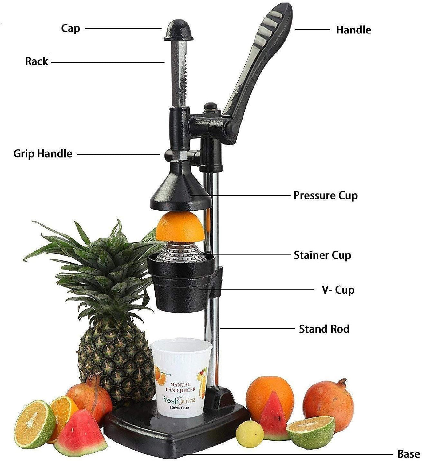 Image of Labgo Aluminium Aluminium Hand Press Juicer Citrus Juicer For Mosambi, Pomegranate, Orange Juice Hand Juicer