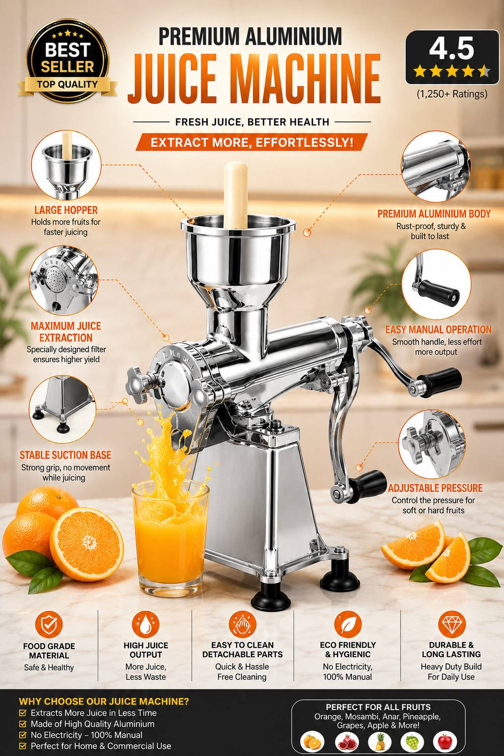 parashar enterprises Aluminium Hand Juicer - Image 2