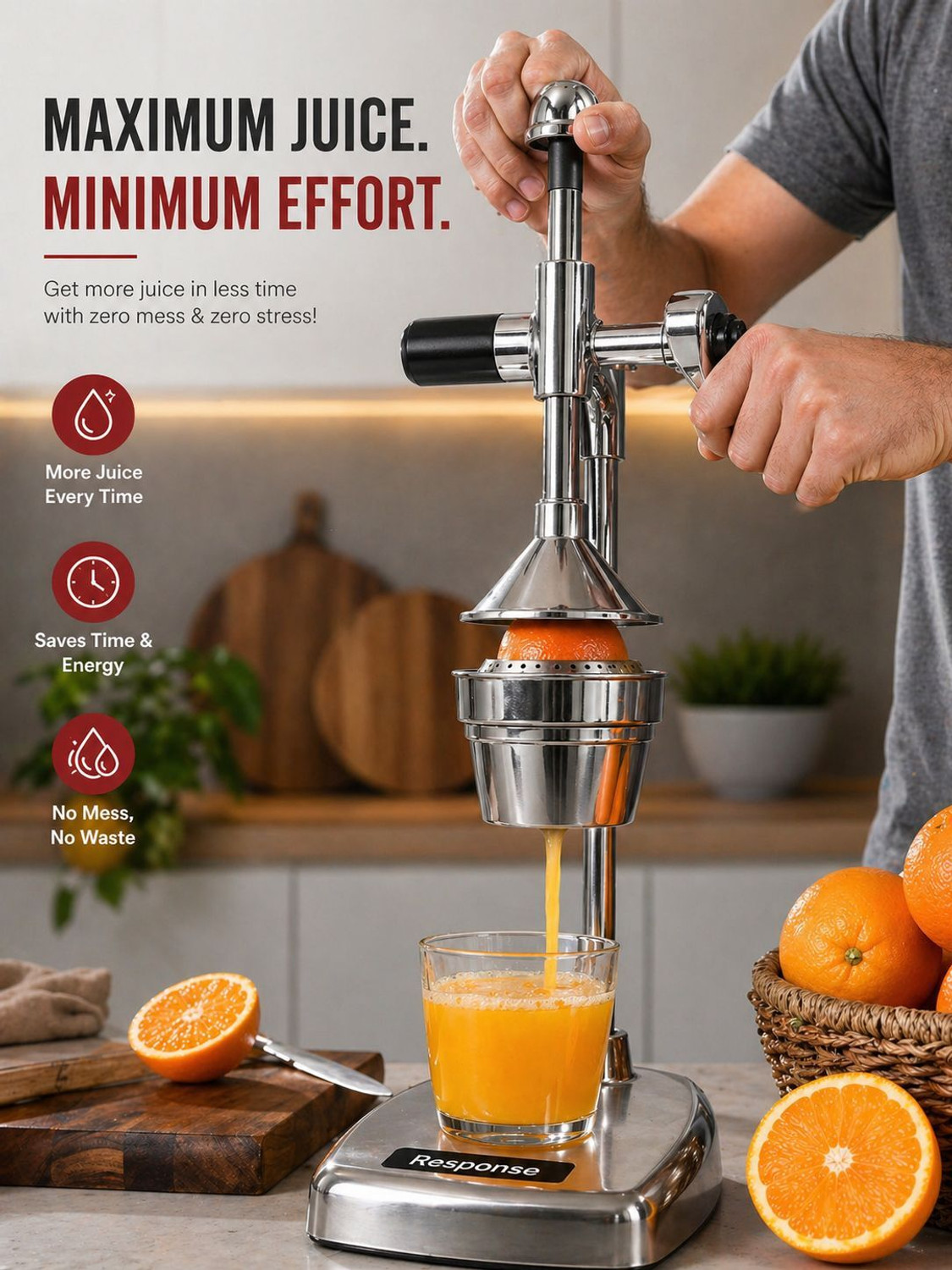 Image of Arova Aluminium Heavy Duty Manual Hand Press Juicer for Lemon Orange Citrus Fruit Juice Hand Juicer
