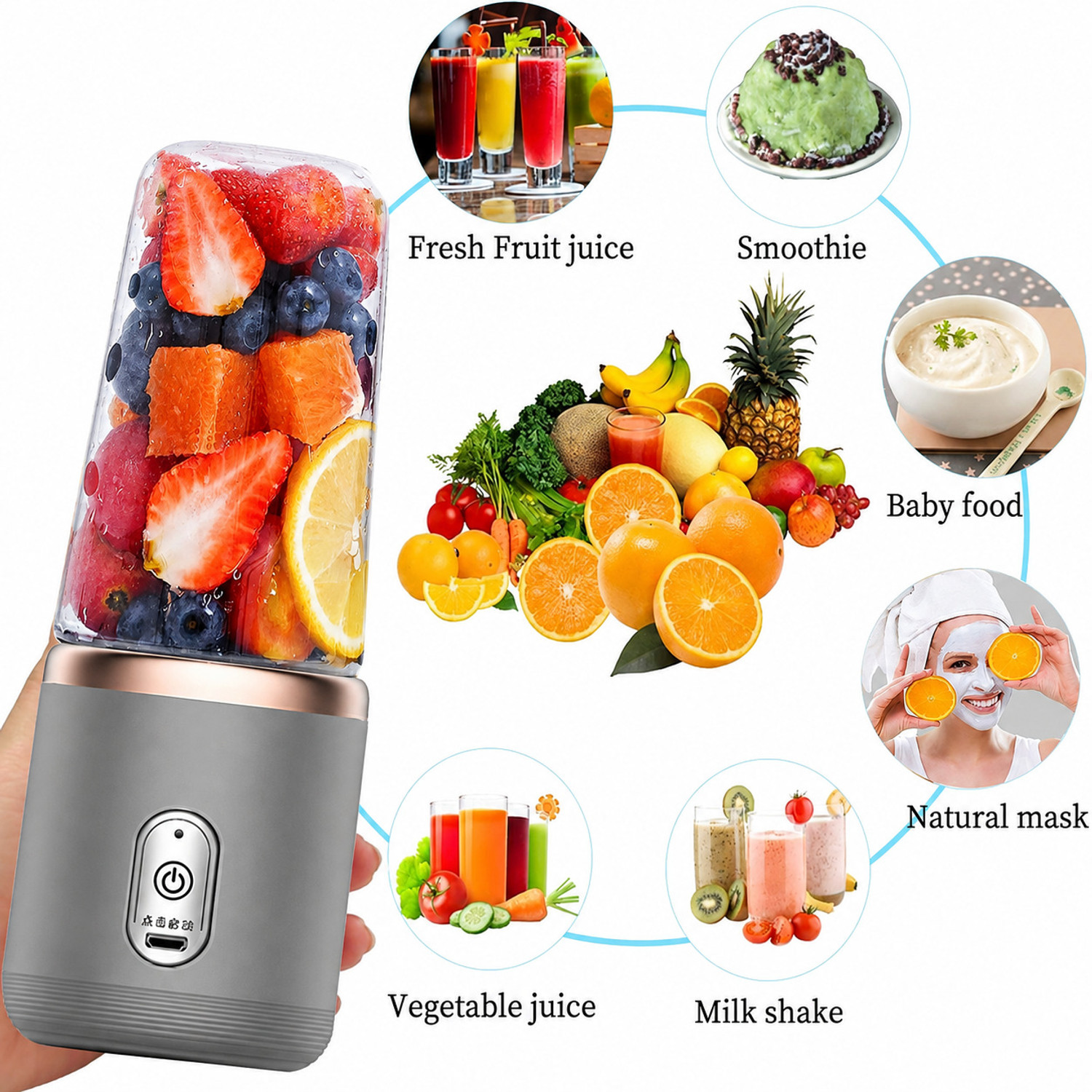 Image of Tazomi Portable USB Rechargeable Juicer Blender Mini Smoothie Maker Bottle 240 W Juicer