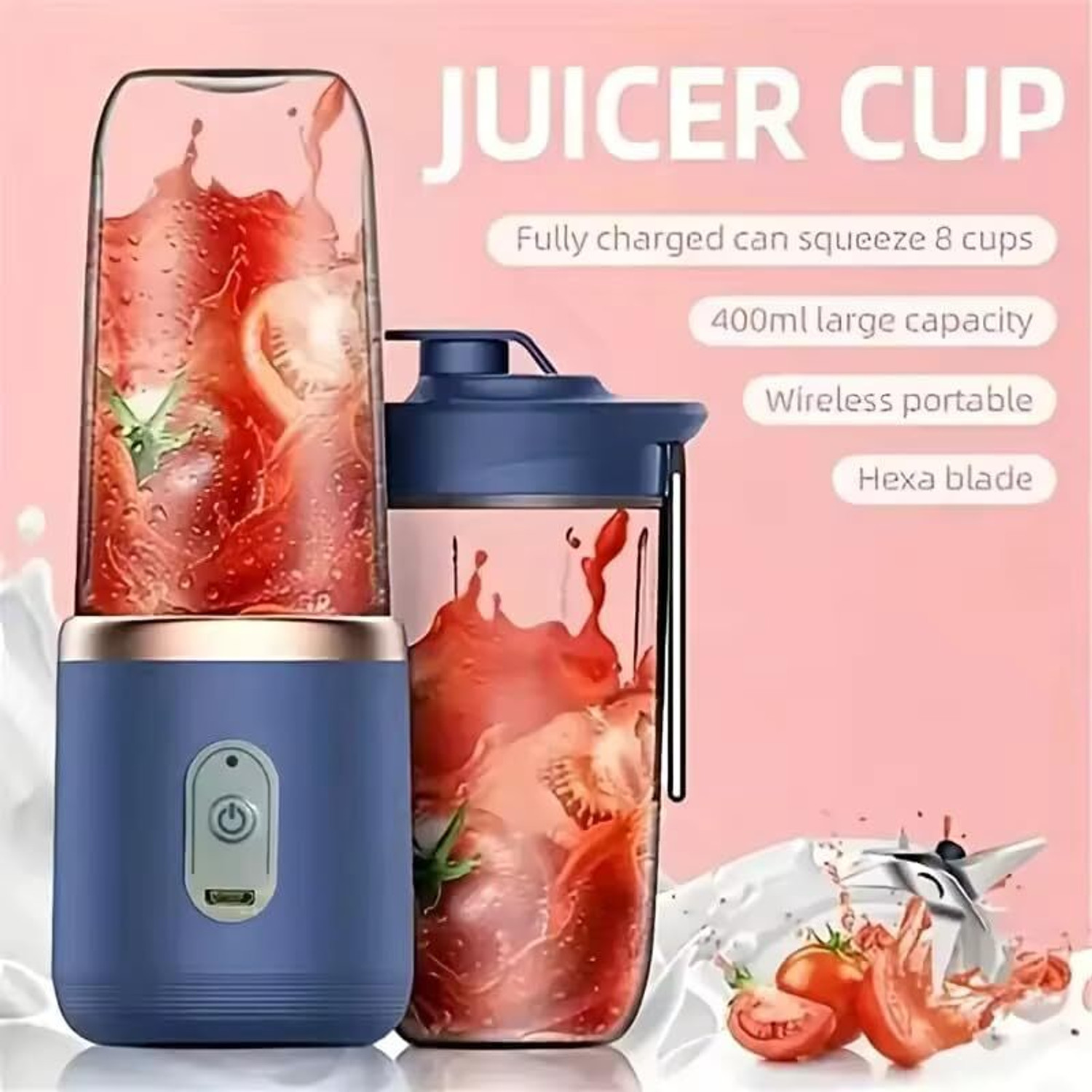 Image of Zinsy Portable Blender,JuicerUSB Rechargeable Mini Personal Juicer,Shakes and,Smoothie 40 W Juicer Mixer Grinder