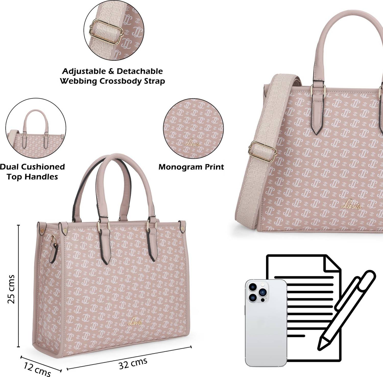 LAVIE Women Pink Satchel Handbag - Image 3