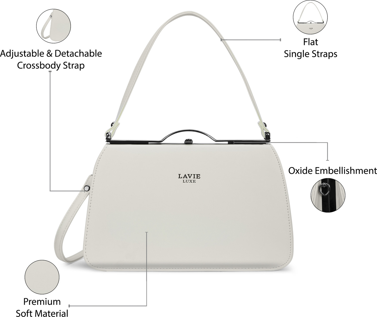 Image of Lavie Luxe Women White Satchel