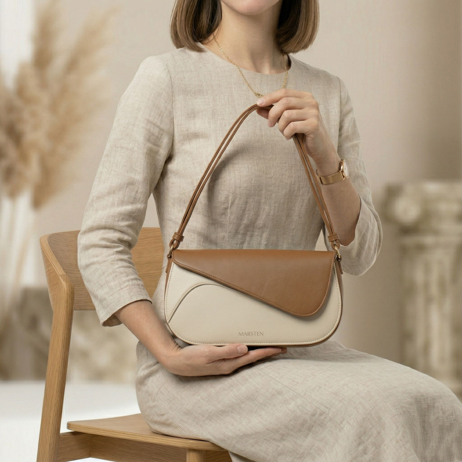 Image of MARSTEN Women Beige Shoulder Bag