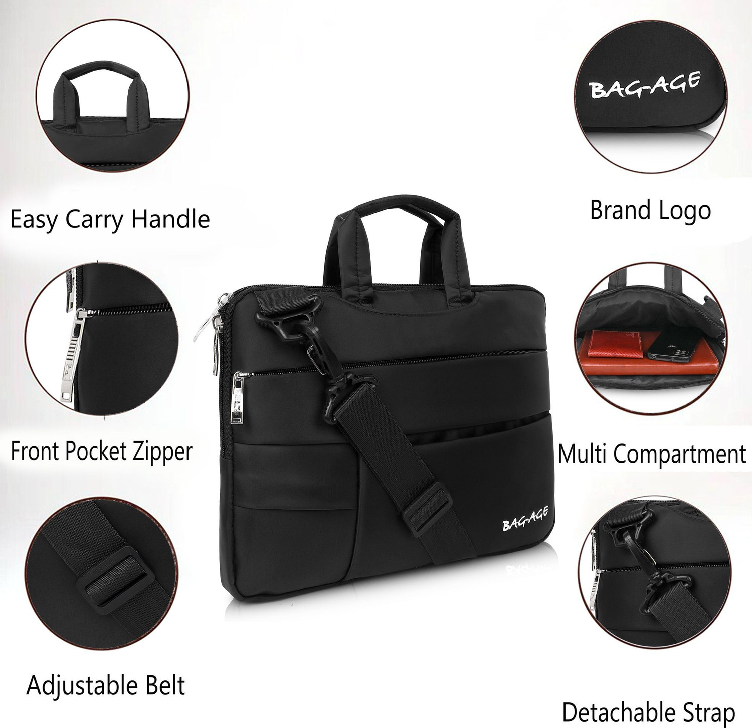 Image of BAG-AGE Men & Women Black Messenger Bag